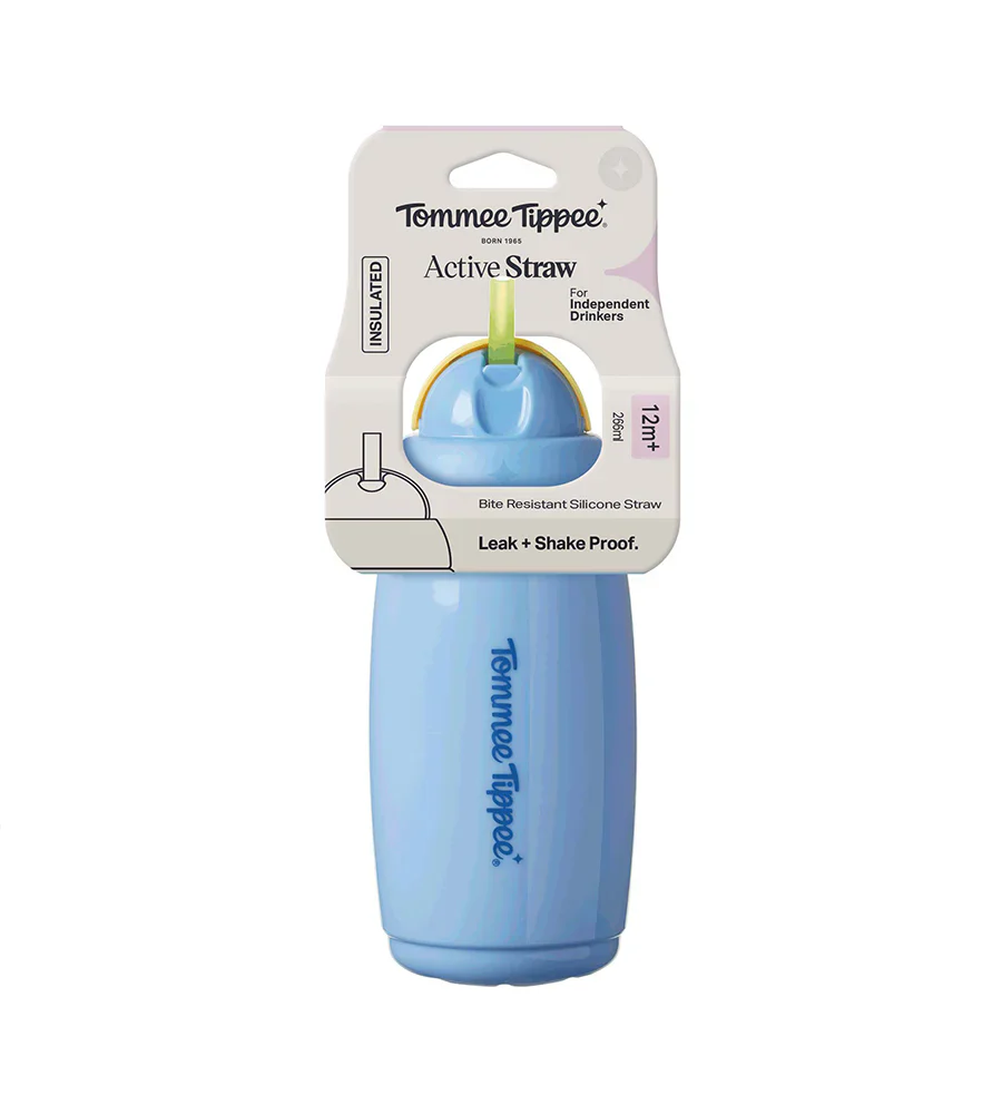 Insulated Sporty Spout and Straw Cup Tommee Tippee 12M+ 266ml Blue 448013 at Zubaidas - Image 2