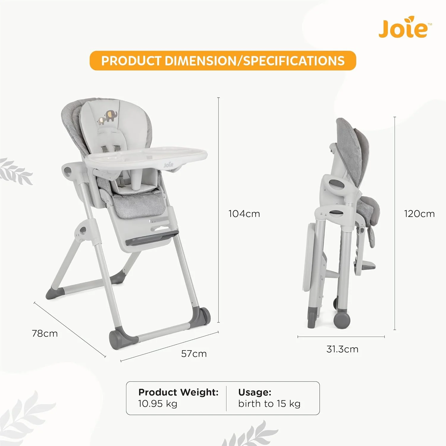 Joie™ Mimzy™ High Chair Recline Elephant Duo H1013DAELD000 at Zubaidas Official™ Pakistan - Image 5
