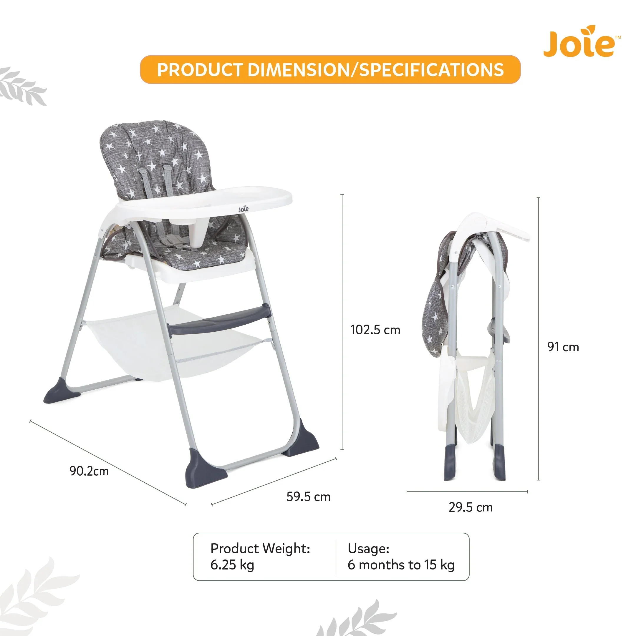 Joie Baby High Chair Mimzy Snacker Twinkle Linen H1127BATWN00 at Zubaidas - Image 7