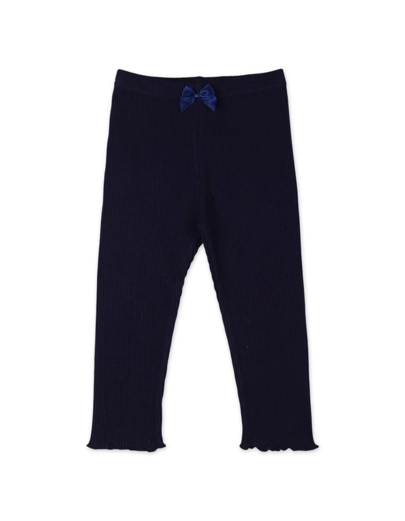Little Girls and Girls Ribbed Bottoms Range Bambies Bow Navy Blue at Zubaidas