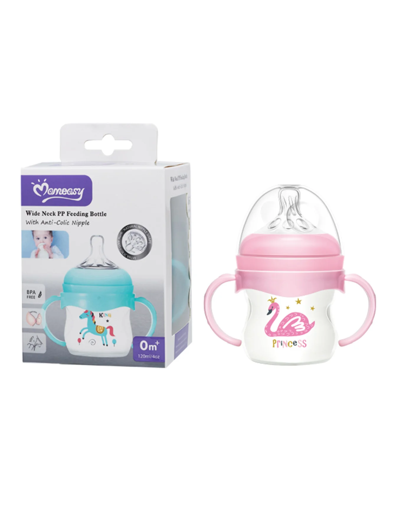 Momeasy 4 OZ 120ML Wide Neck Feeding Bottle With Handle Pack of 1 at Zubaidas Official™ - Image 2