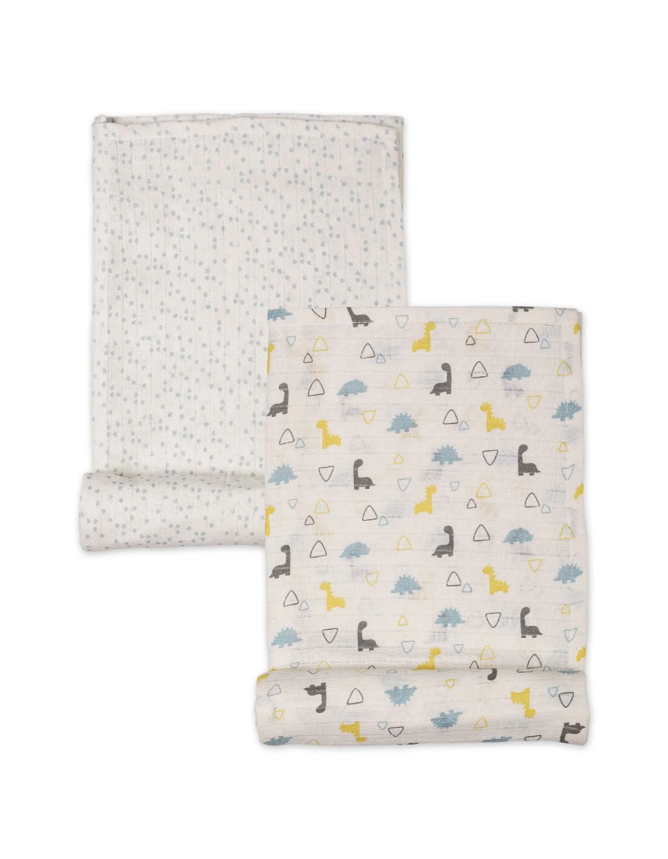 Muslin Sheets Pack of 2 Bambies Dino and Dots at Zubaidas