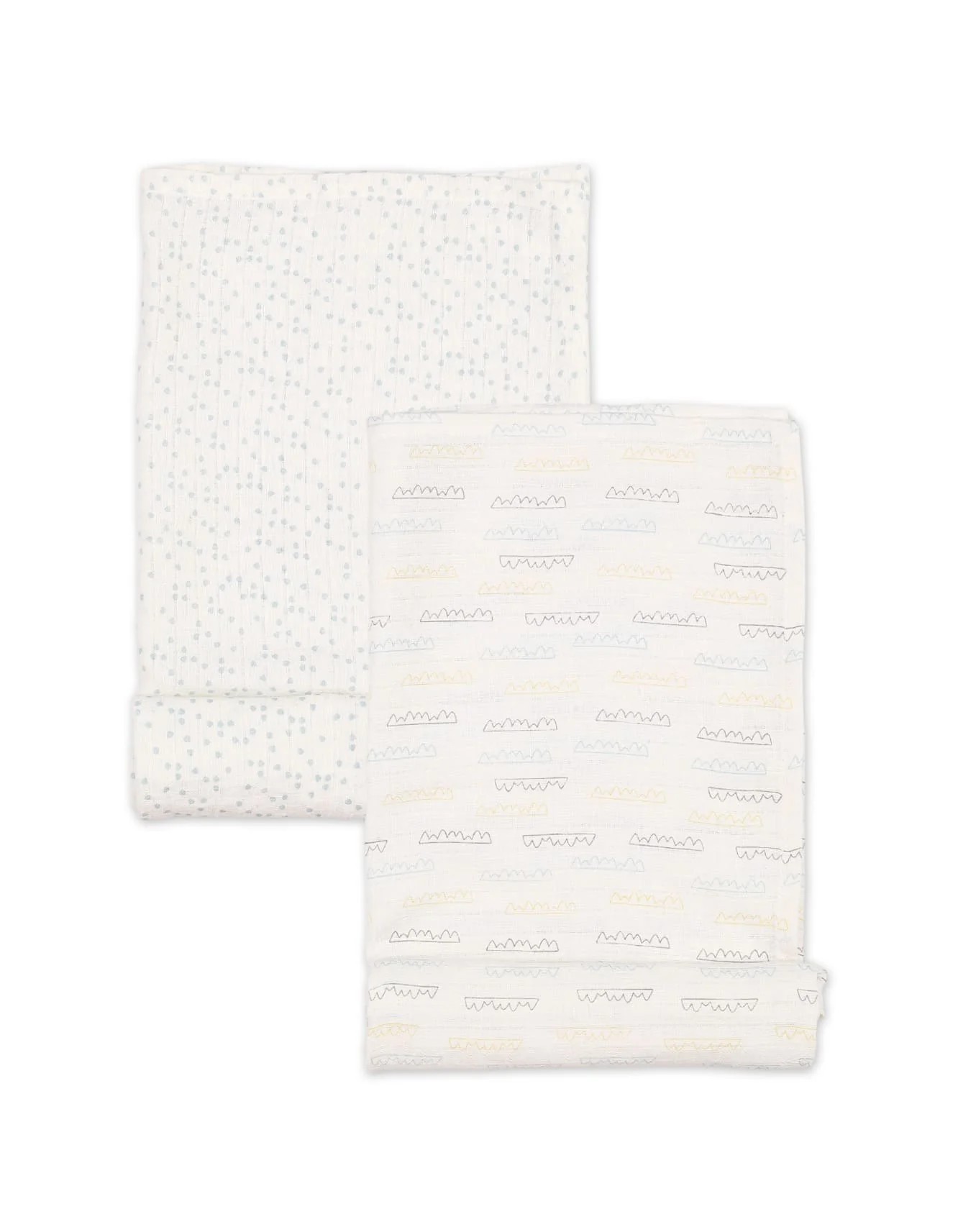Muslin Sheets Pack of 2 Bambies Waves White at Zubaidas