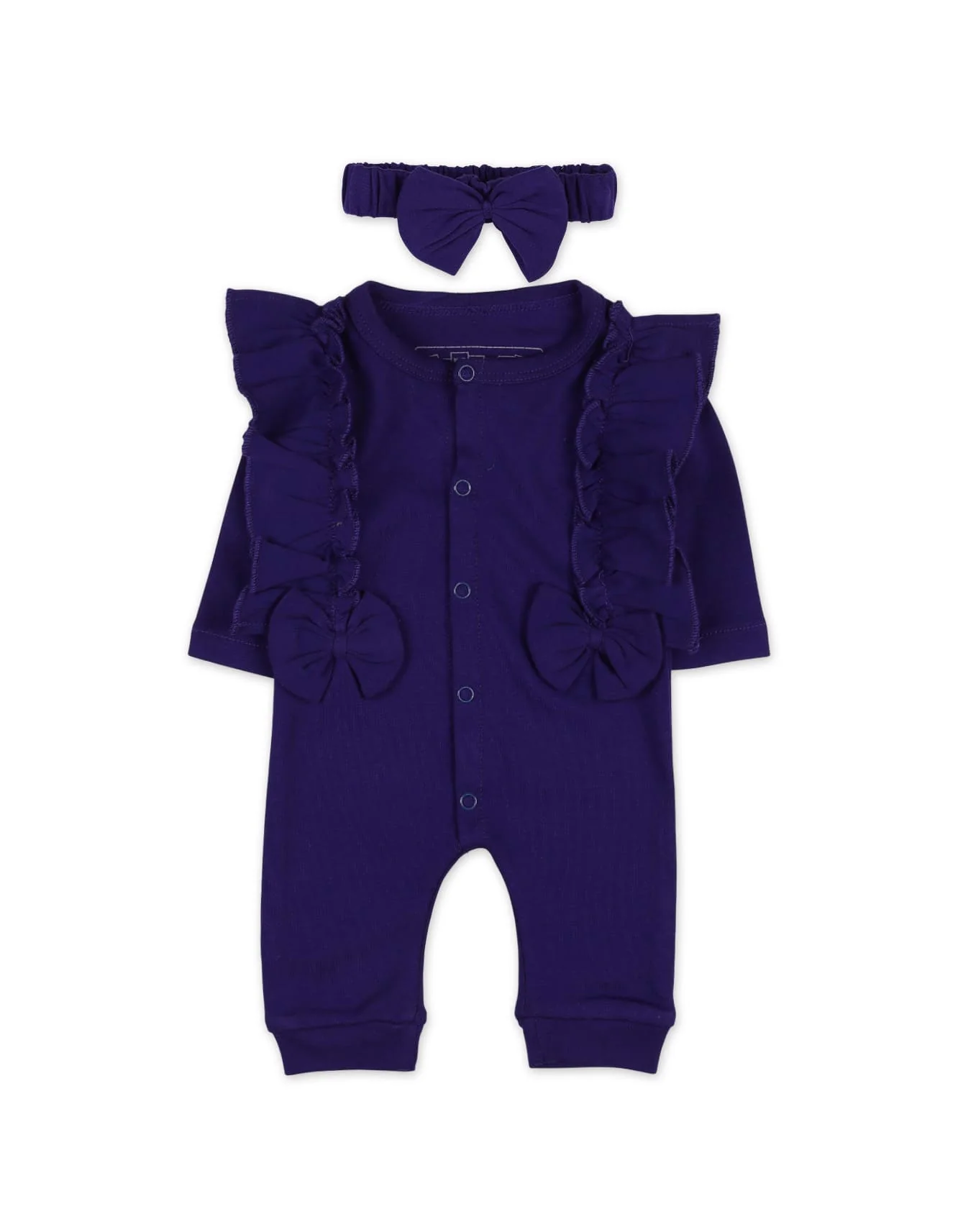 Newborn 2 Pieces Winter Rompers Set with Headband Bambies Purple at Zubaidas