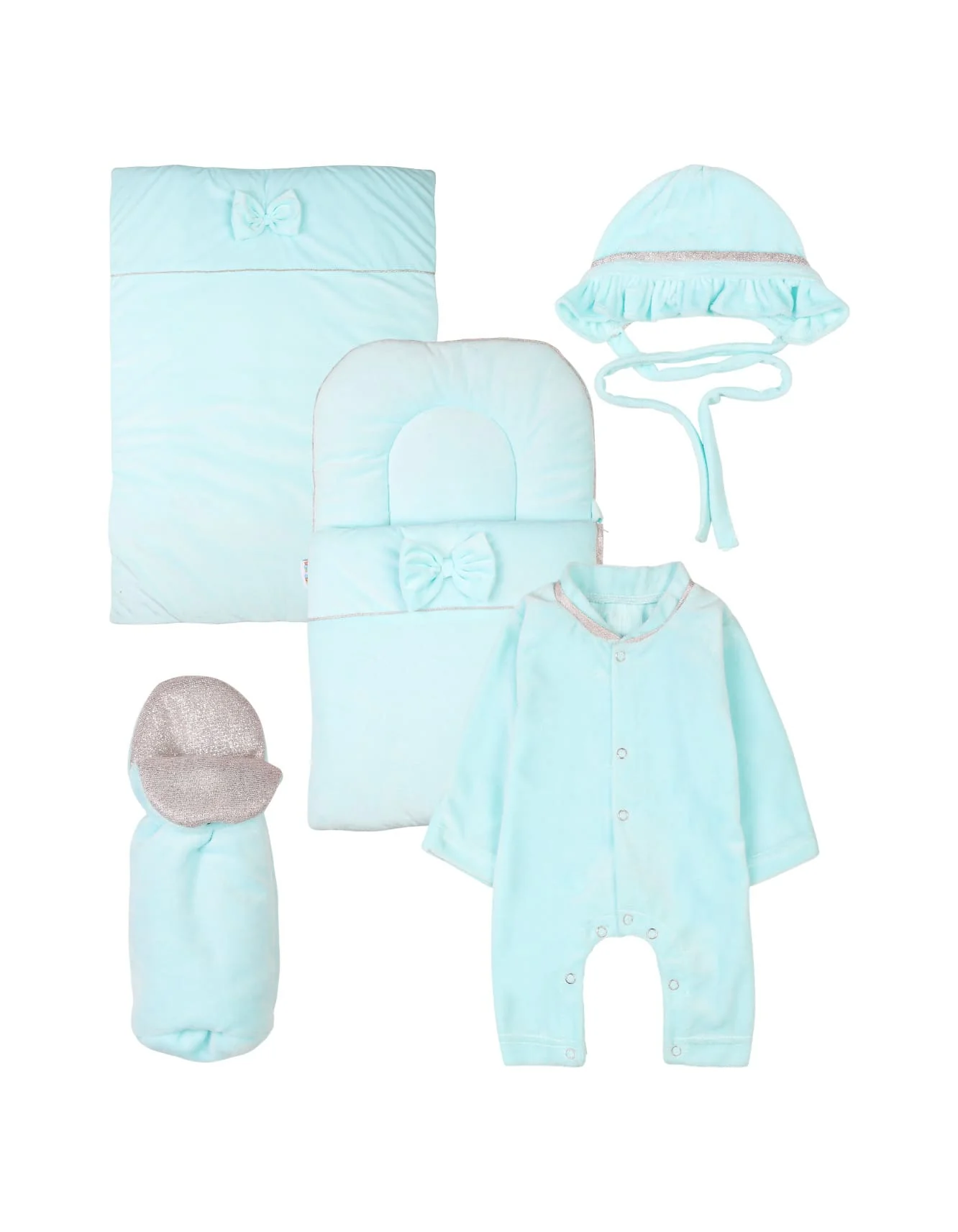 Newborn Baby Boys 5 Pieces Gift Sets Bambies Mint Blue at Zubaidas
