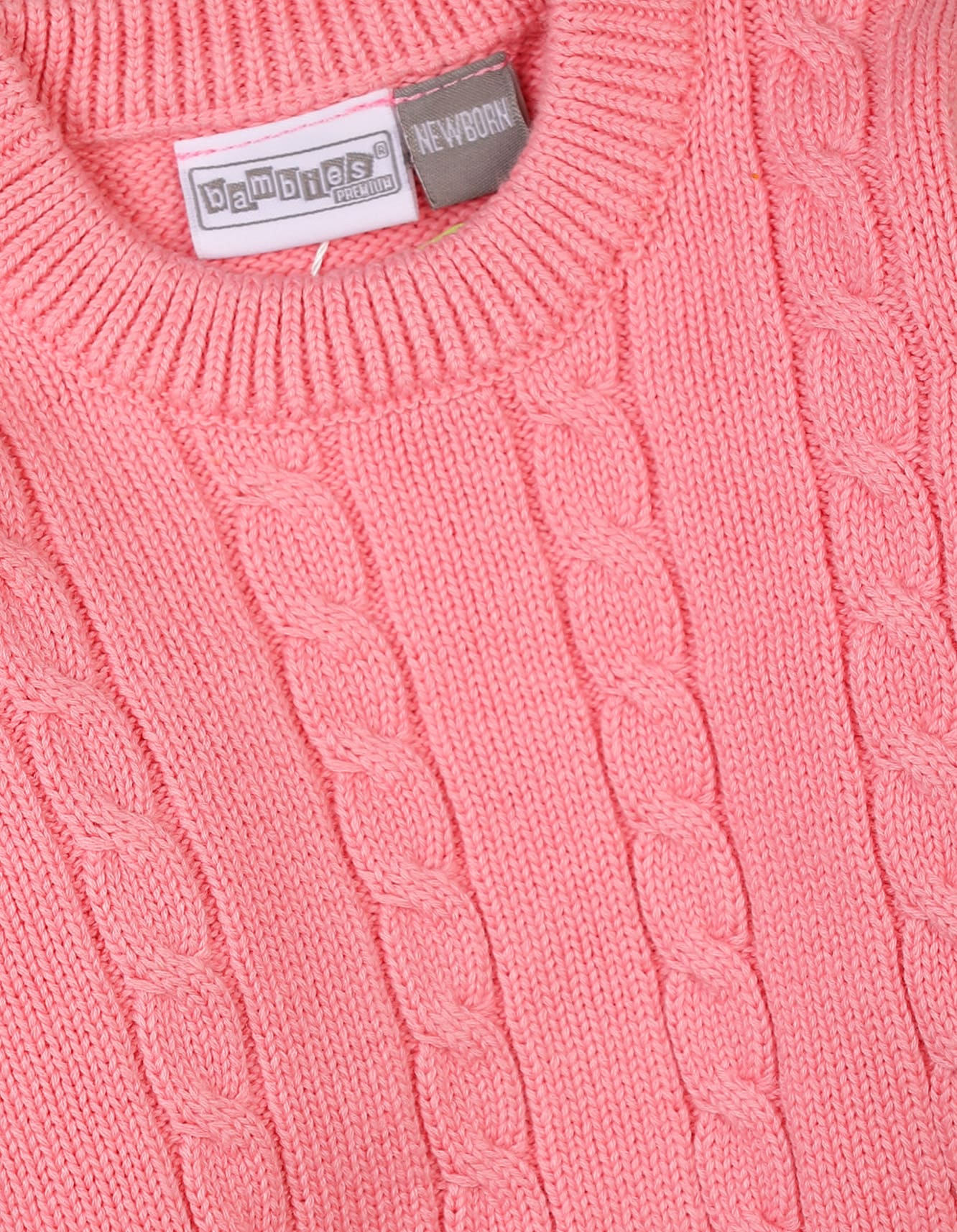 Newborn Baby Girls Winter Woolen Tops Bambies Cable Knit Pink at Zubaidas - Image 2