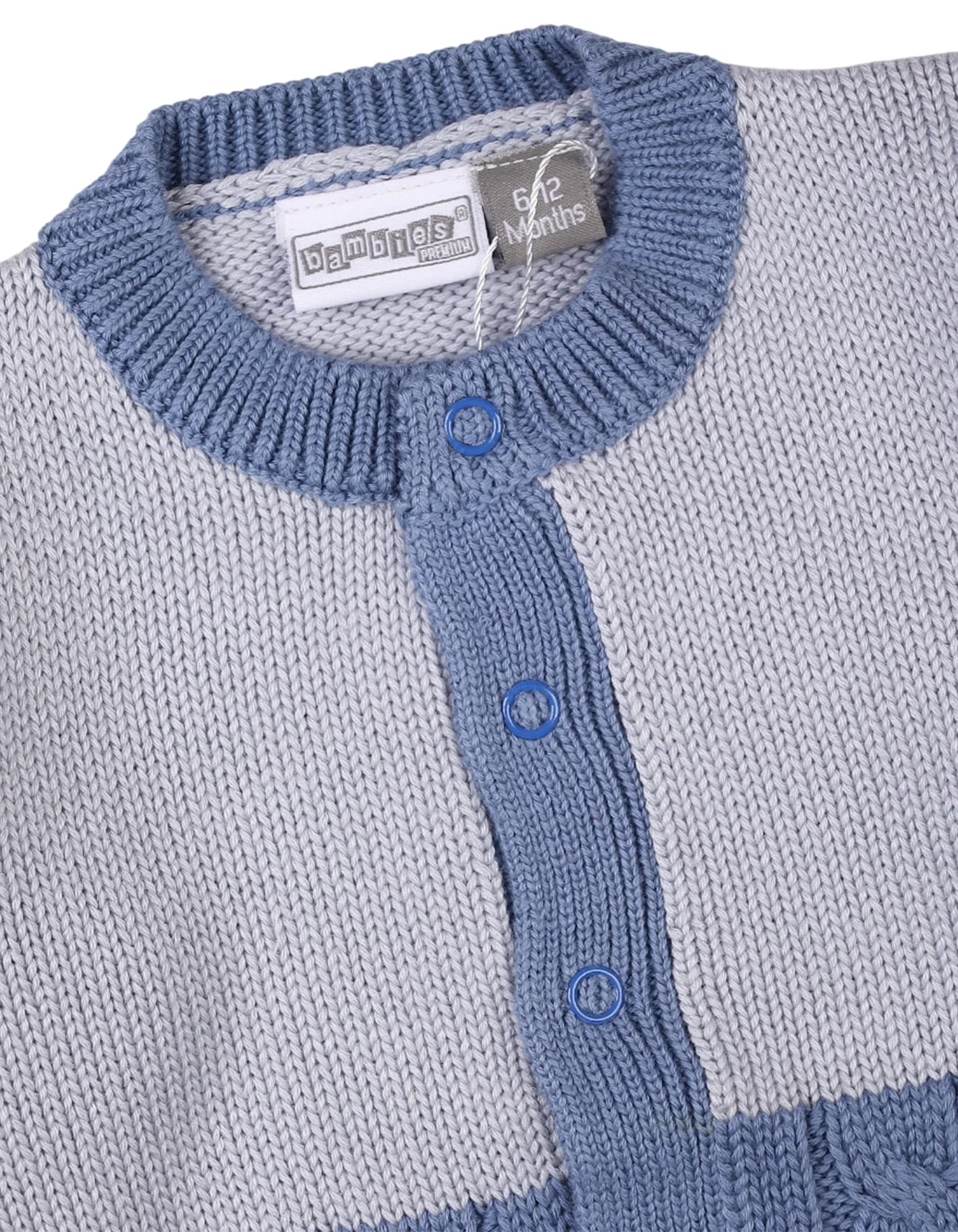 Newborn Baby Winter Knitted Rompers Bambies Two Tone Grey and Blue at Zubaidas - Image 2