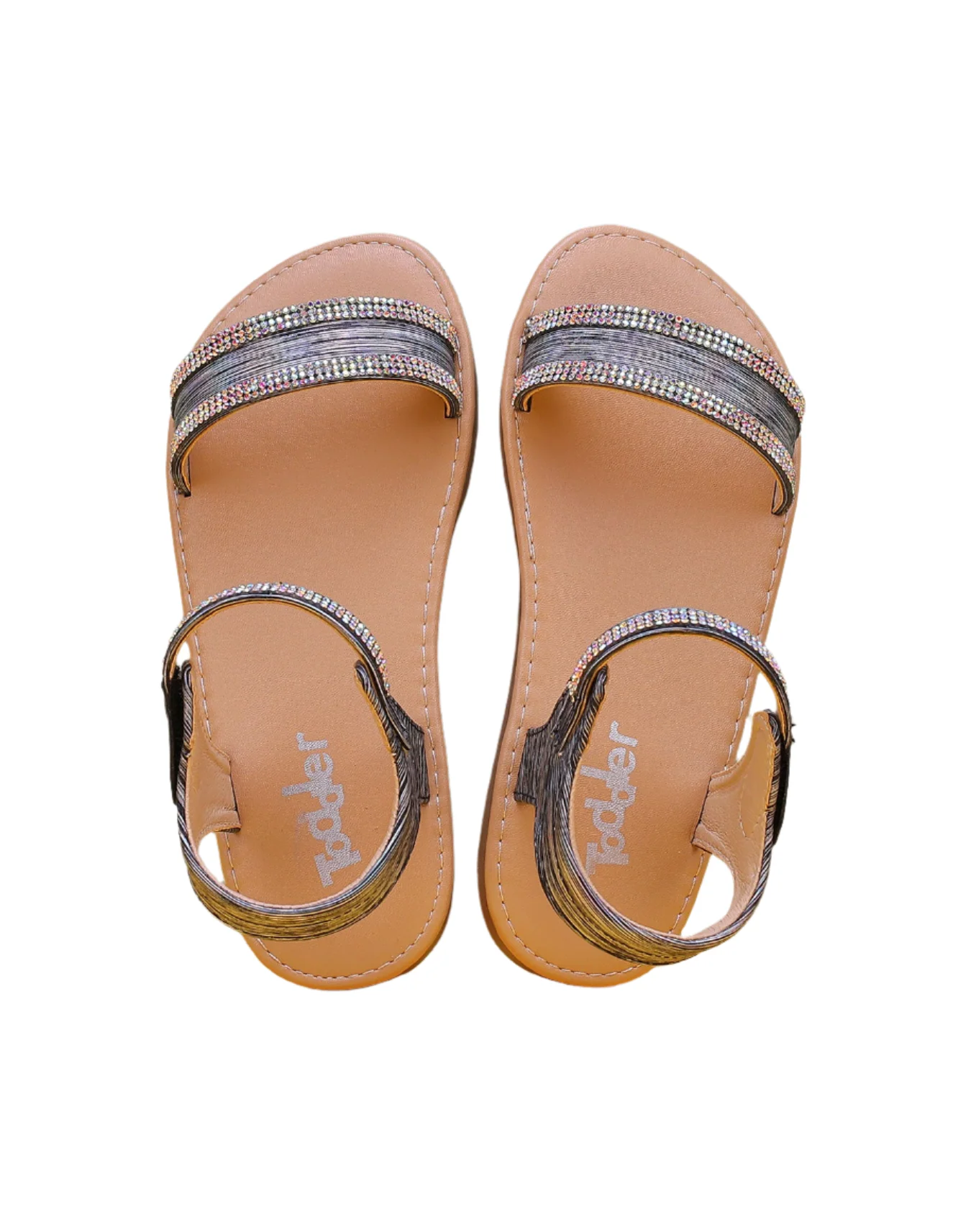 Sandal Black with Diamontees for Girls - Image 2