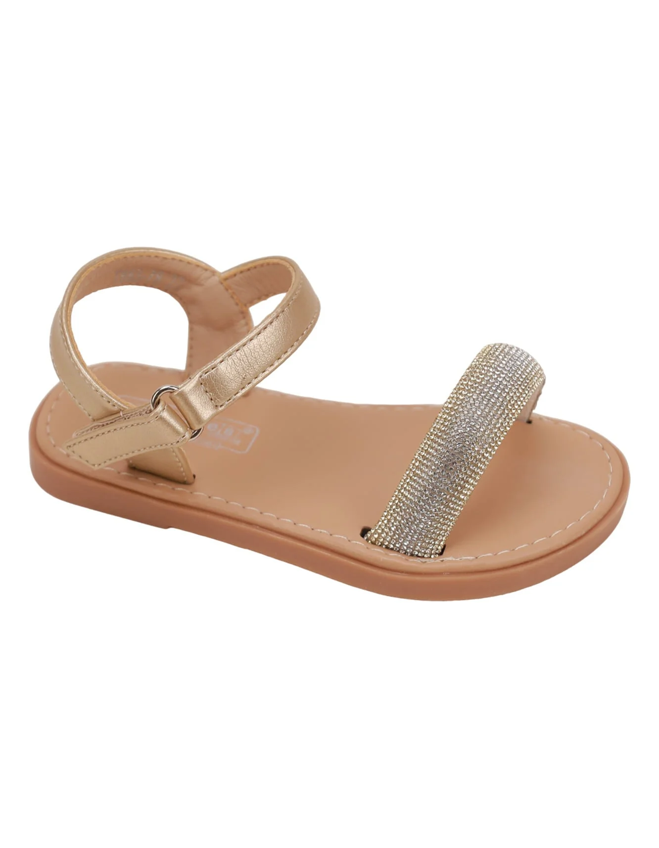 Sandal Golden with Diamontee Top Strap for Girls - Infant - Image 2