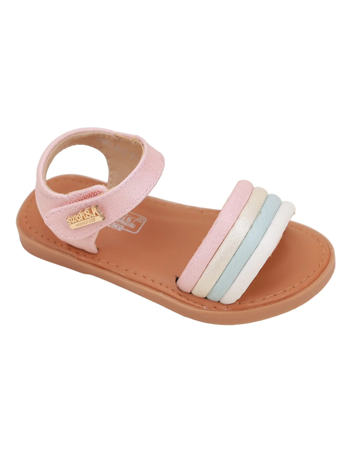 Sandal Pink with Multi Color Stripes for Girls - Infant - Image 2