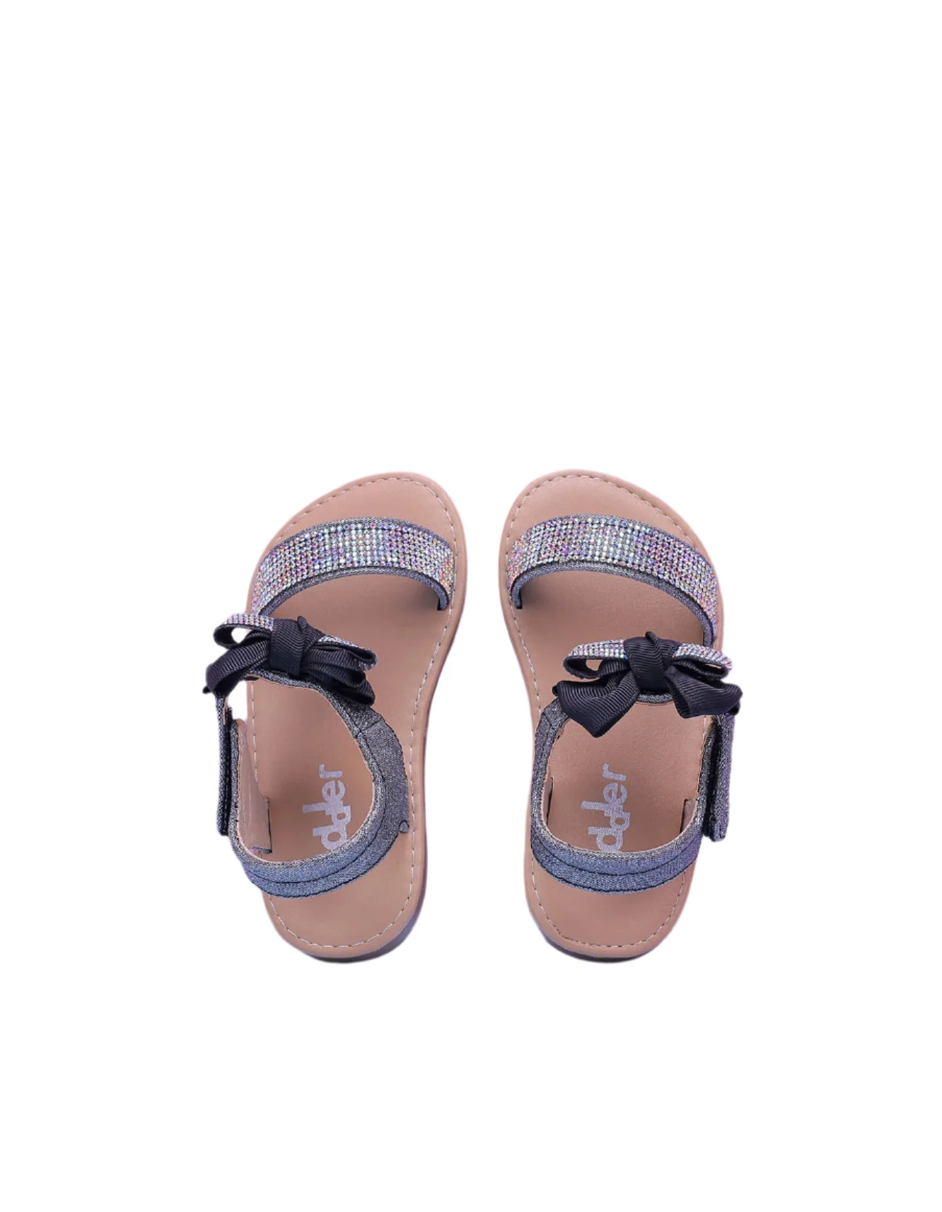 Zubaida's Sandals Adorable Bow Sparkling Rhinestone Strap Silver - Image 2