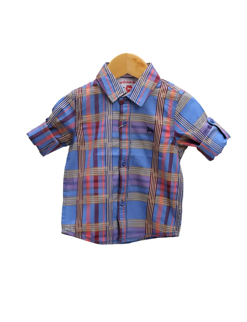 Zubaida's Shirt Blue with Multi Stripes - Image 2
