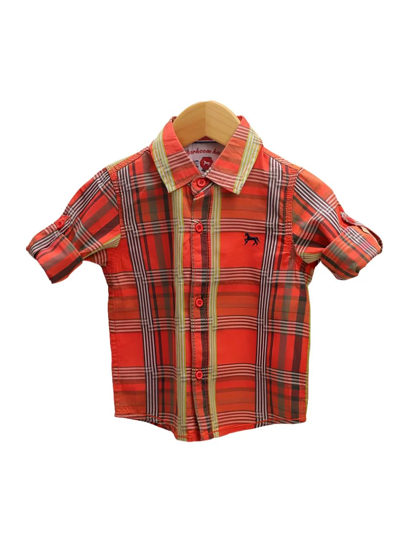 Zubaida's Shirt Orange with Multi Stripes for Boys - Image 2