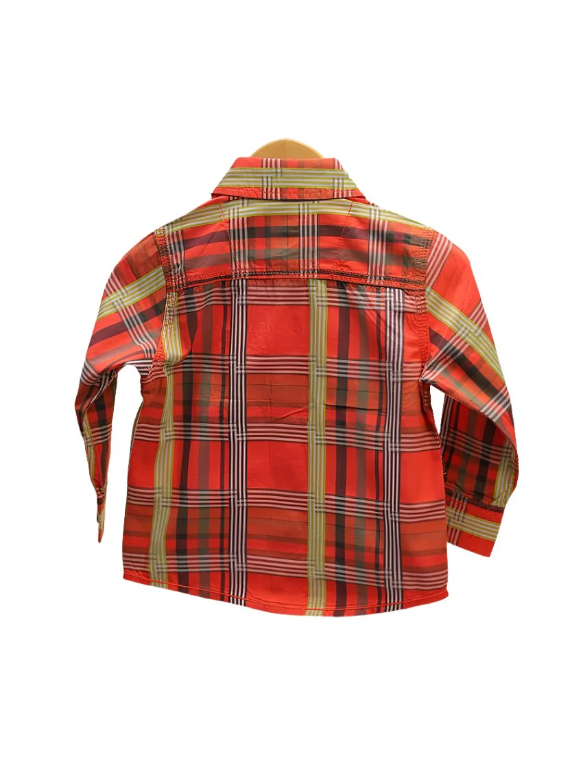 Zubaida's Shirt Orange with Multi Stripes for Boys - Image 3