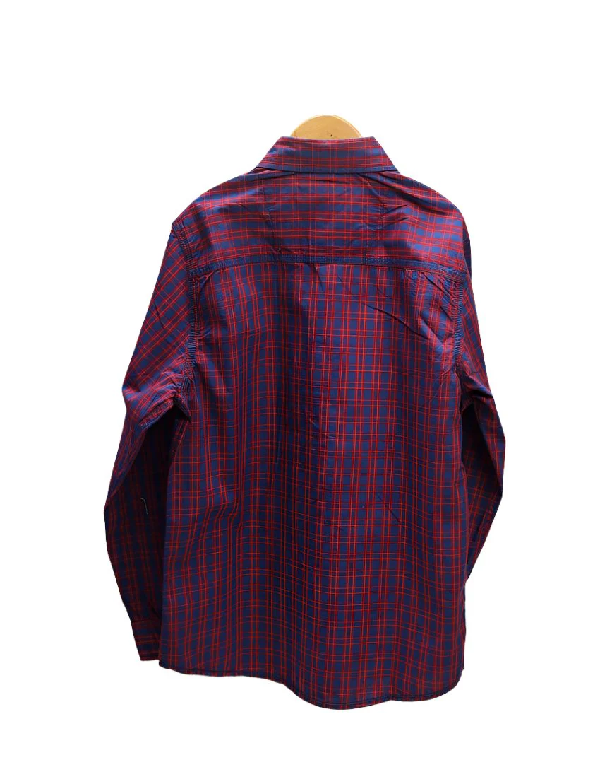 Zubaida's Shirt Red & Navy Blue with Check Print for Boys - Image 3