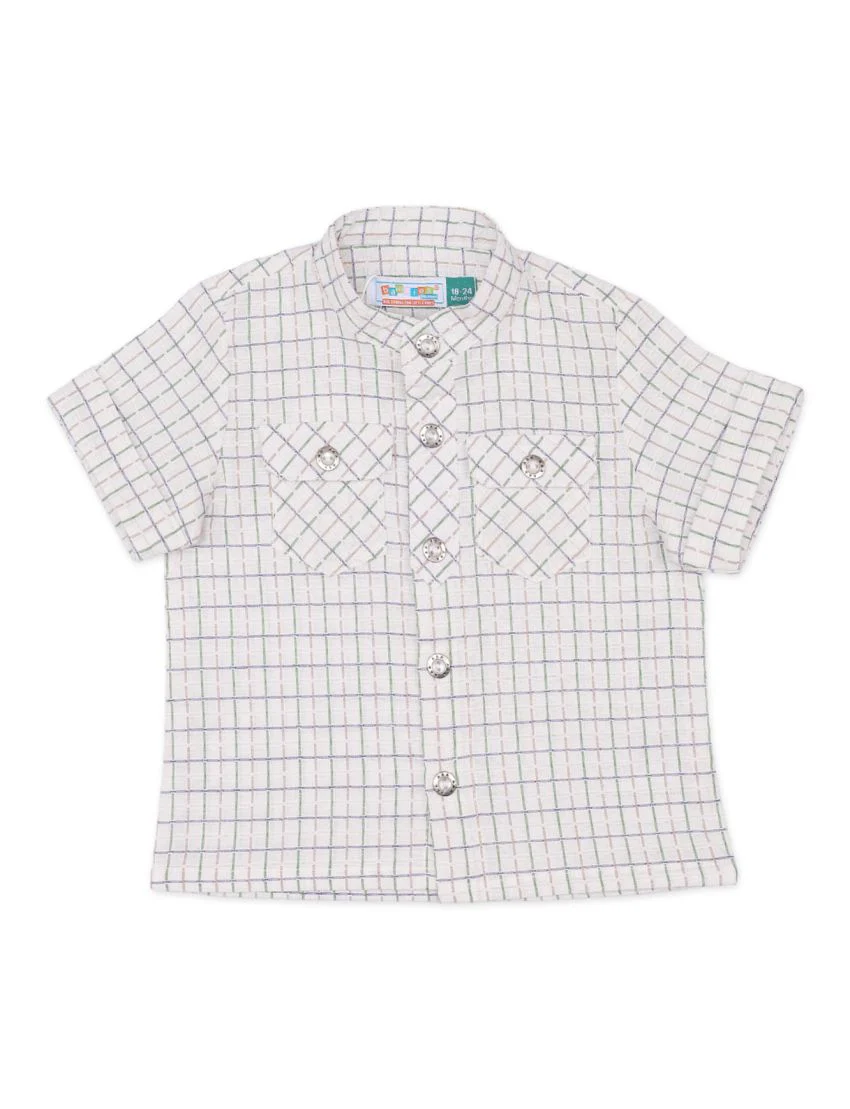 Zubaida's Shirt White with Check Print for Boys - Infant