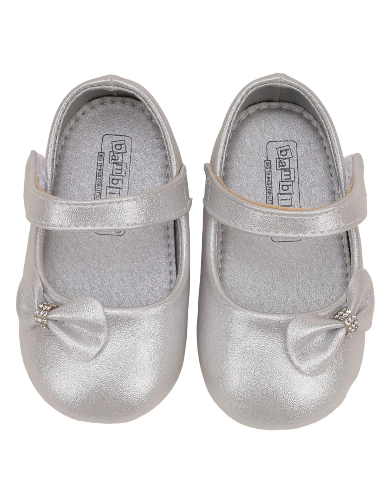 Shoes Shiny Silver with Bow for Girls - Infant - Image 2