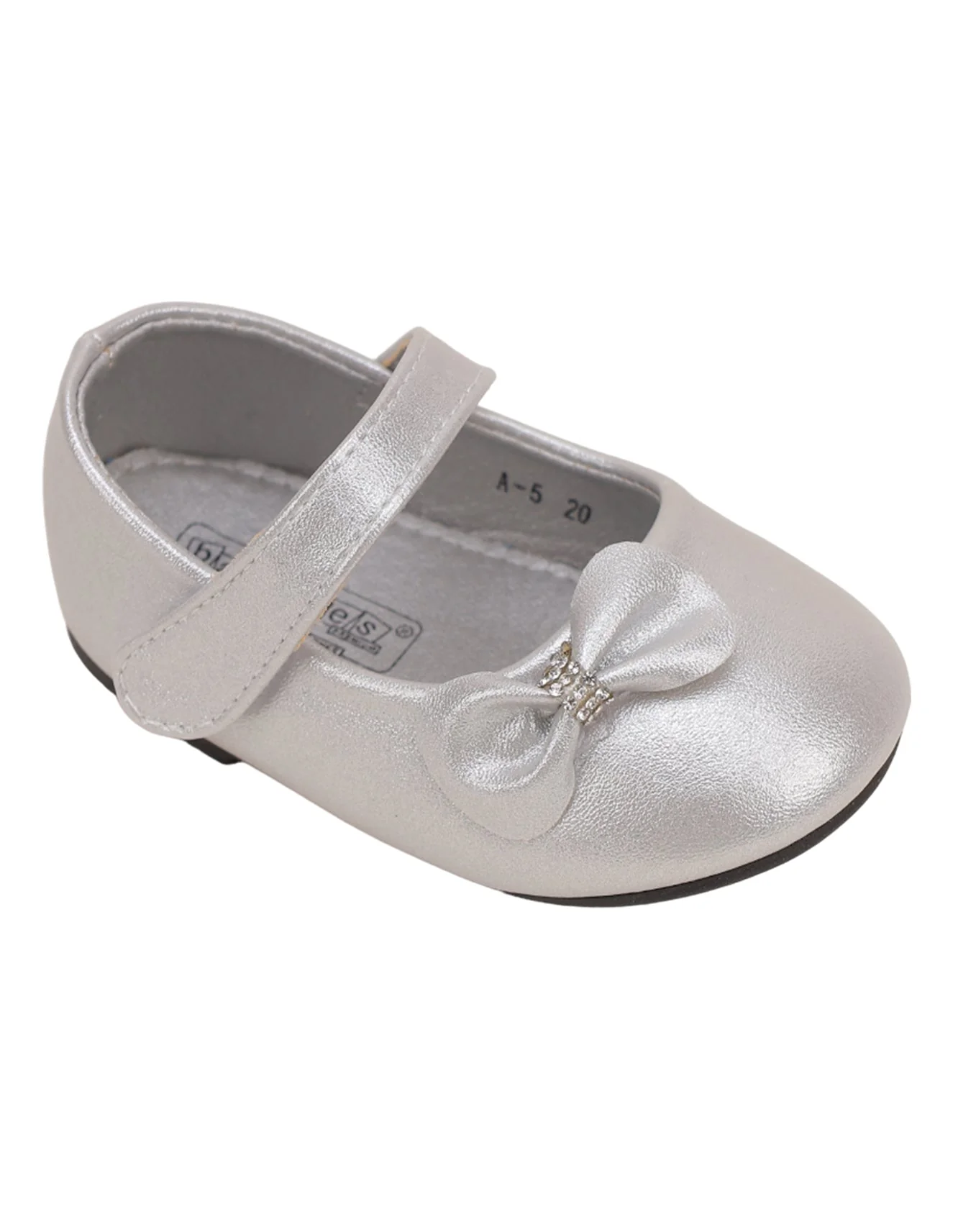 Shoes Shiny Silver with Bow for Girls - Infant - Image 3