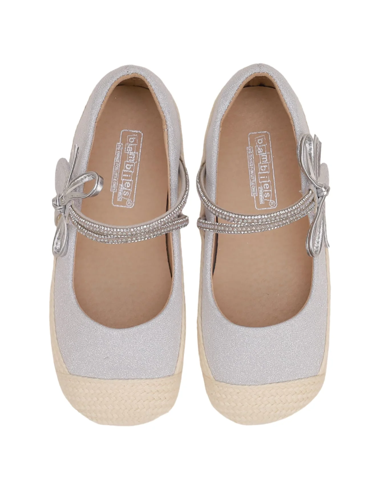 Shoes Silver with Diamontees & Bow Theme for Girls - Kids - Image 2
