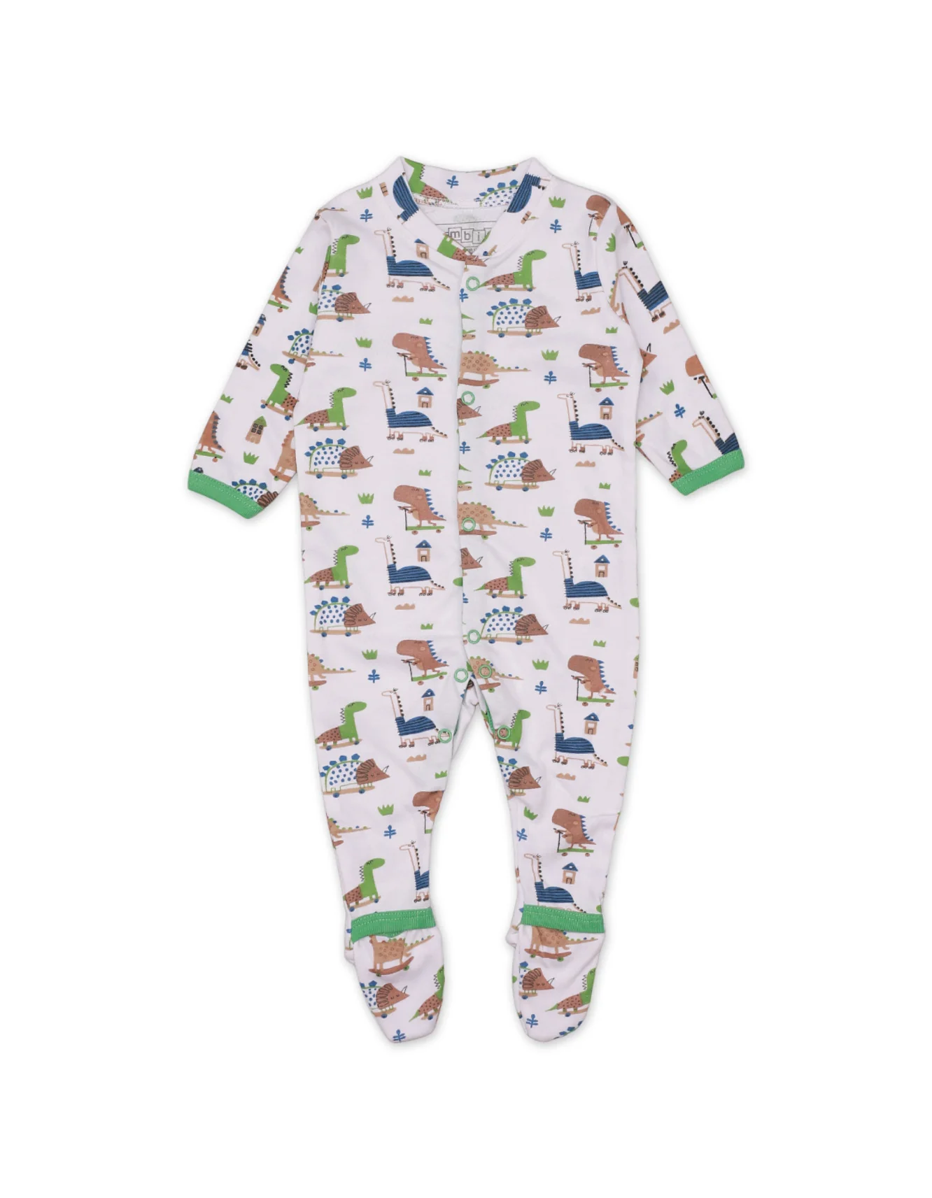 Zubaida's Sleep Suit Set with Green Dinos Theme for Boys - Pack of 3 - Image 2