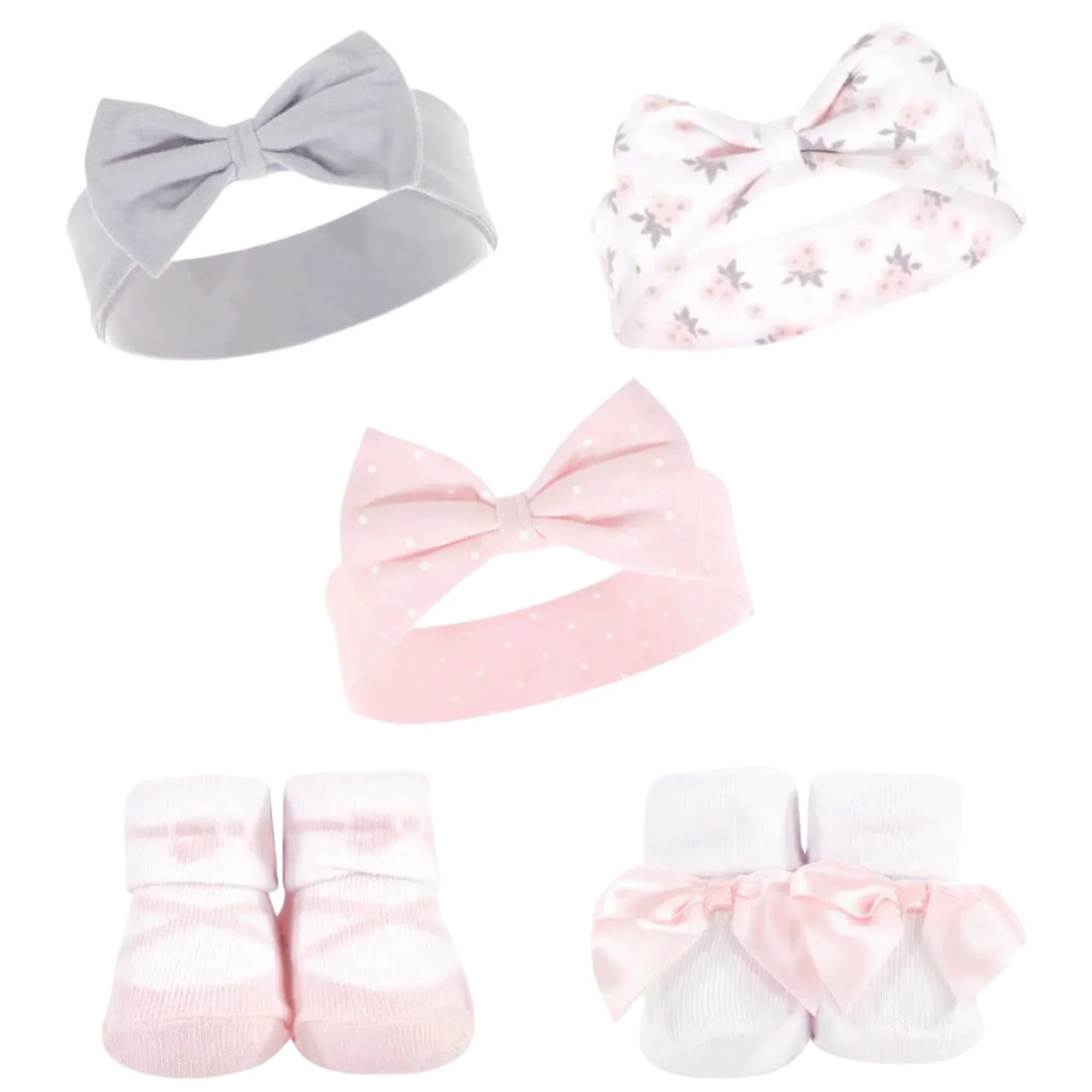 Zubaida's Adorable 5 Pcs Socks & Headbands Coordinated Set