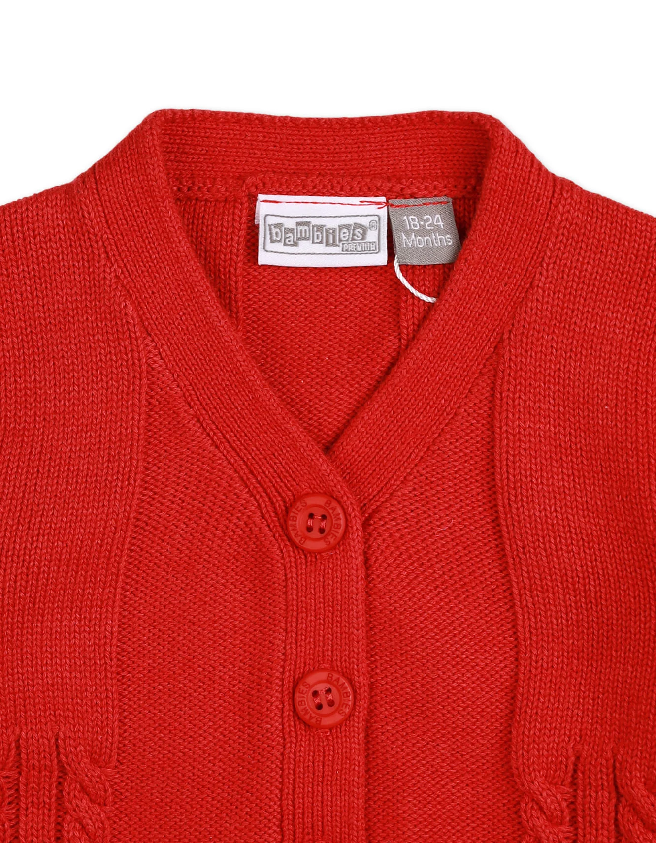 Baby Sweater Bambies Cable Knit Cropped Length Red at Zubaidas - Image 3