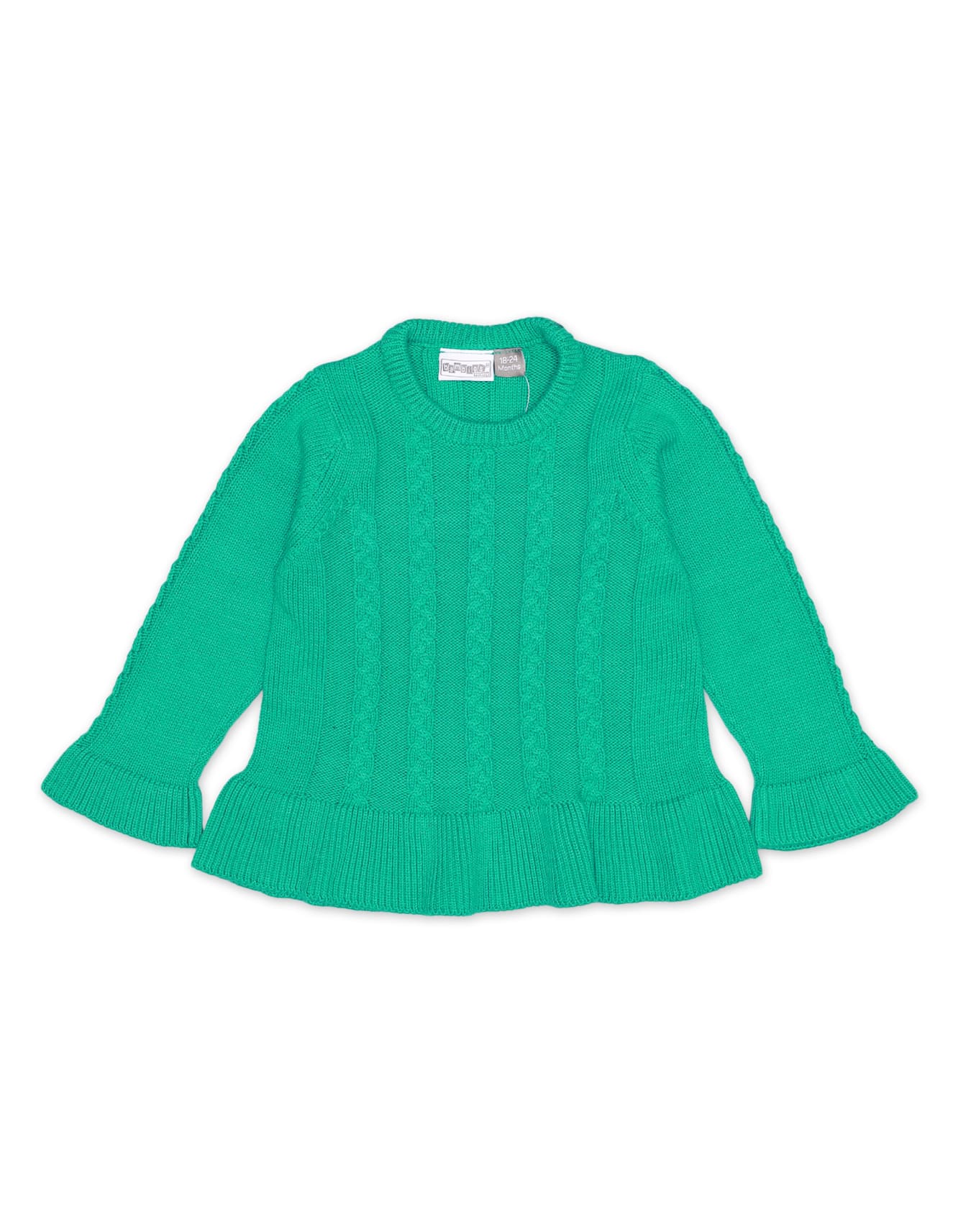 Zubaida's Sweater Frill Bottom Green for Girls - Image 2