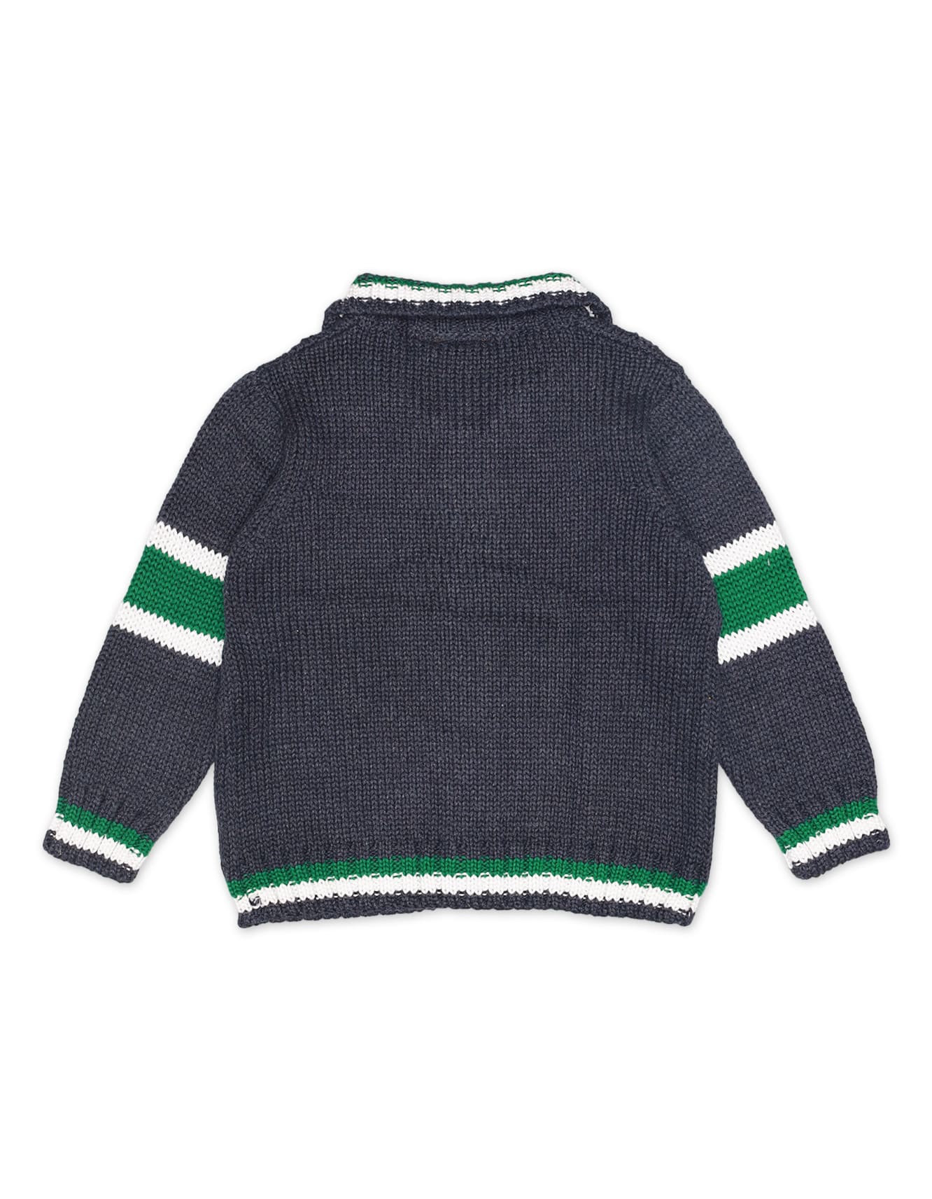 Zubaida's Sweater Front Button Bluesish Grey Base Stripes Toddler - Image 2