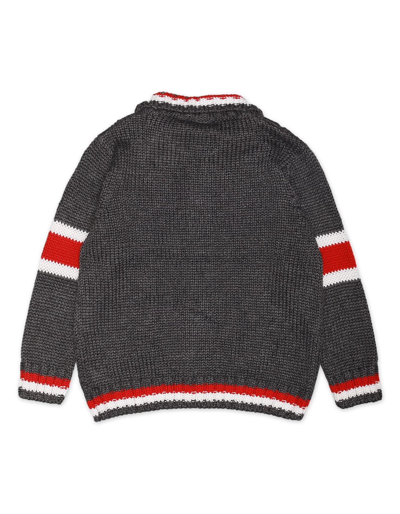 Zubaida's Sweater Front Button Charcoal Base Stripes Toddler - Image 3