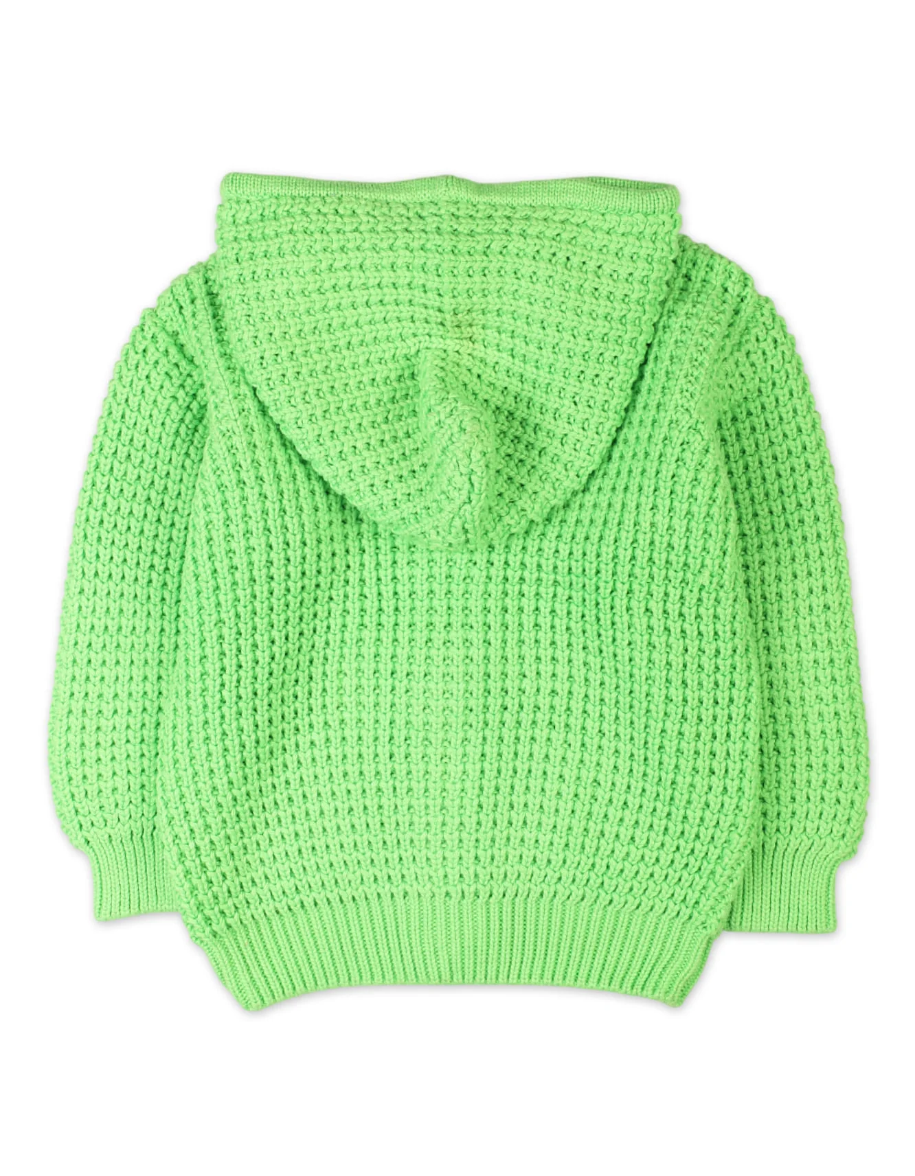 Sweater Hooded Knitted Front Zip Bambies Neon Green at Zubaidas - Image 3