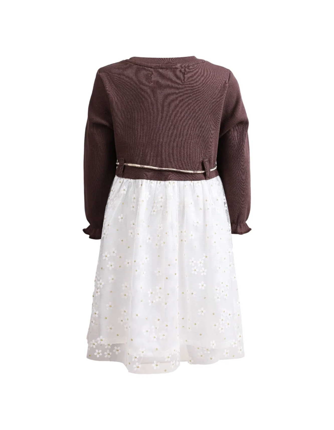 Toddler Girls Fancy Outfits Bambies Floral Mesh Brown and White at Zubaidas - Image 3