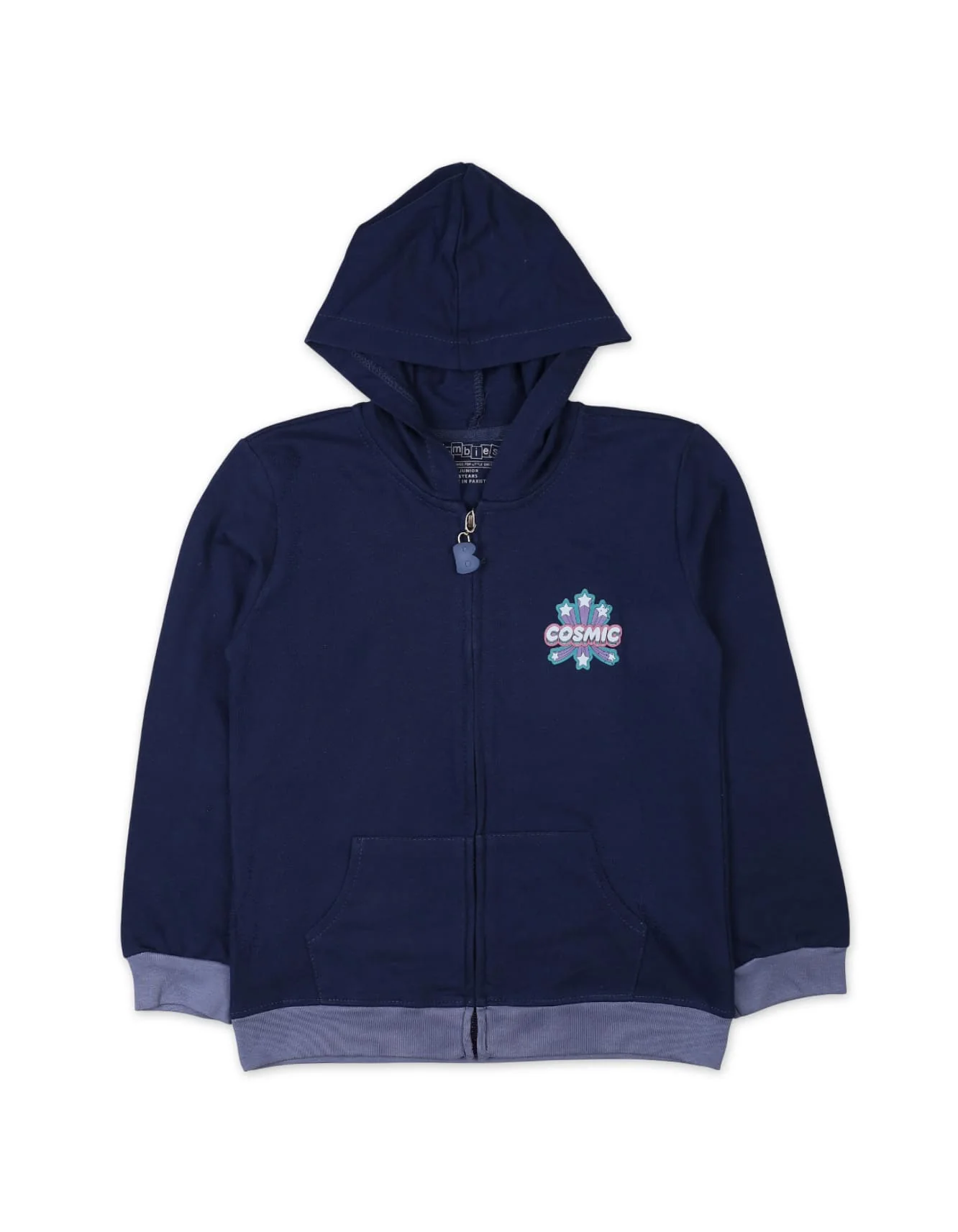 Toddler Girls Winter Zipper Jackets Bambies Hooded Cosmic Navy Blue at Zubaidas