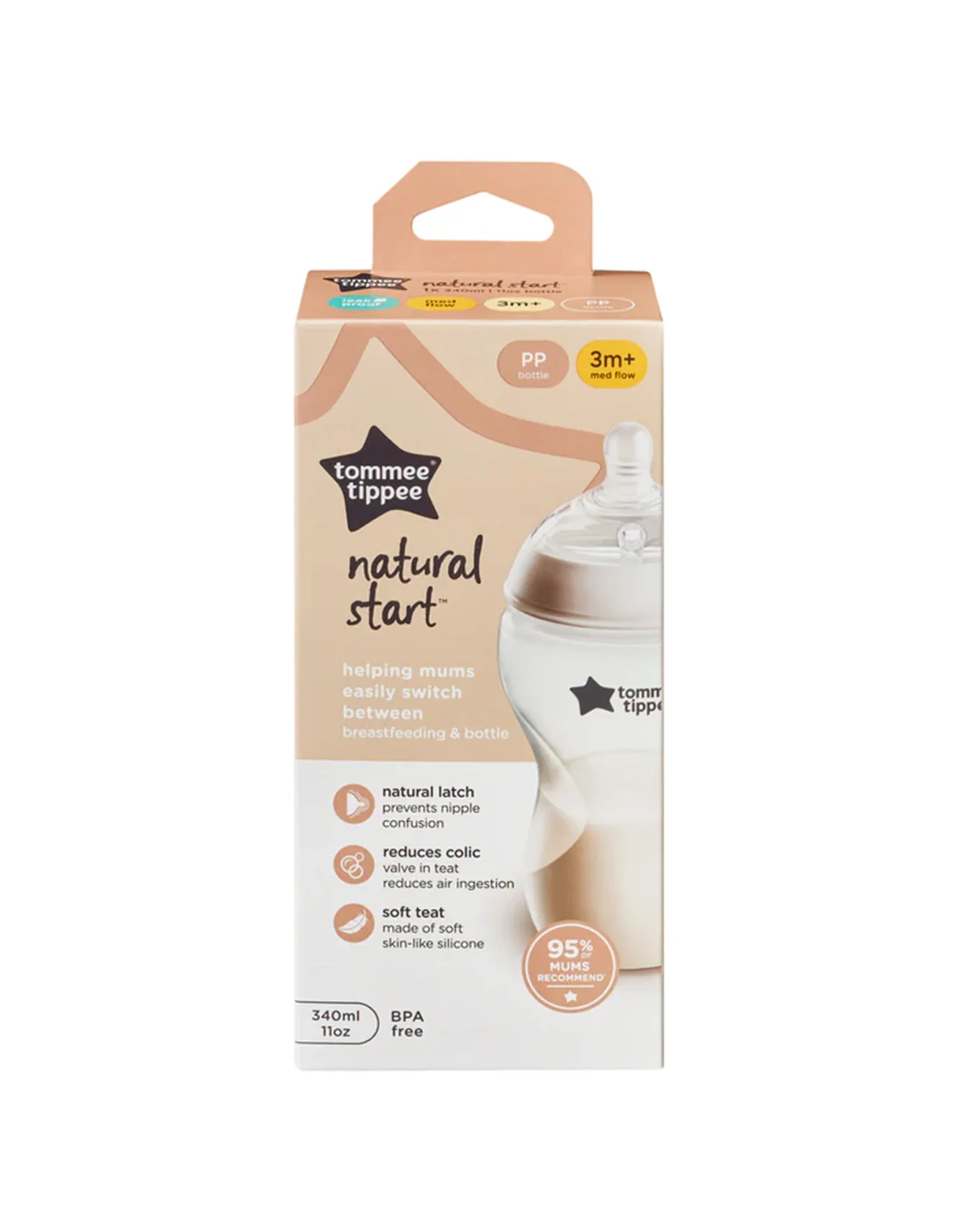 Tommee Tippee 340 ML Natural Start Bottle with Medium Flow Teat TT 423913 at Zubaidas Official™ Pakistan - Image 2