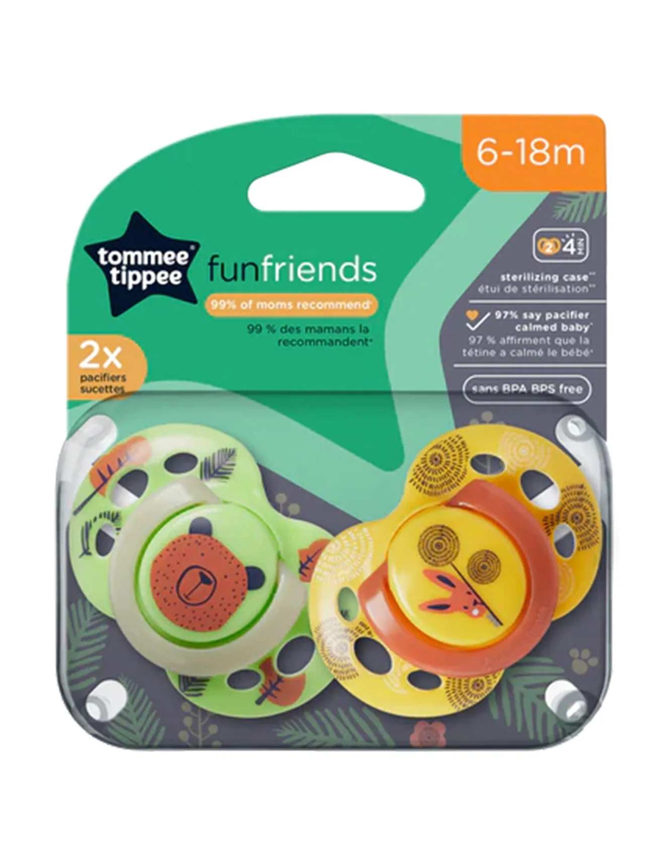 Tommee Tippee 6-18 M Fun Style Pacifiers Pack of 2 TT 533457 at Zubaidas Official™ - Image 2