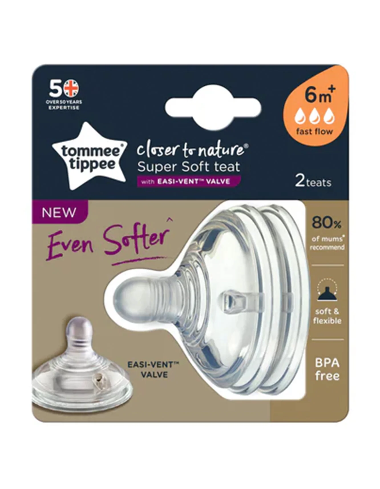 Tommee Tippee Fast Flow Soft Teat Pack of 2 TT 422124 at Zubaidas Official™ - Image 2