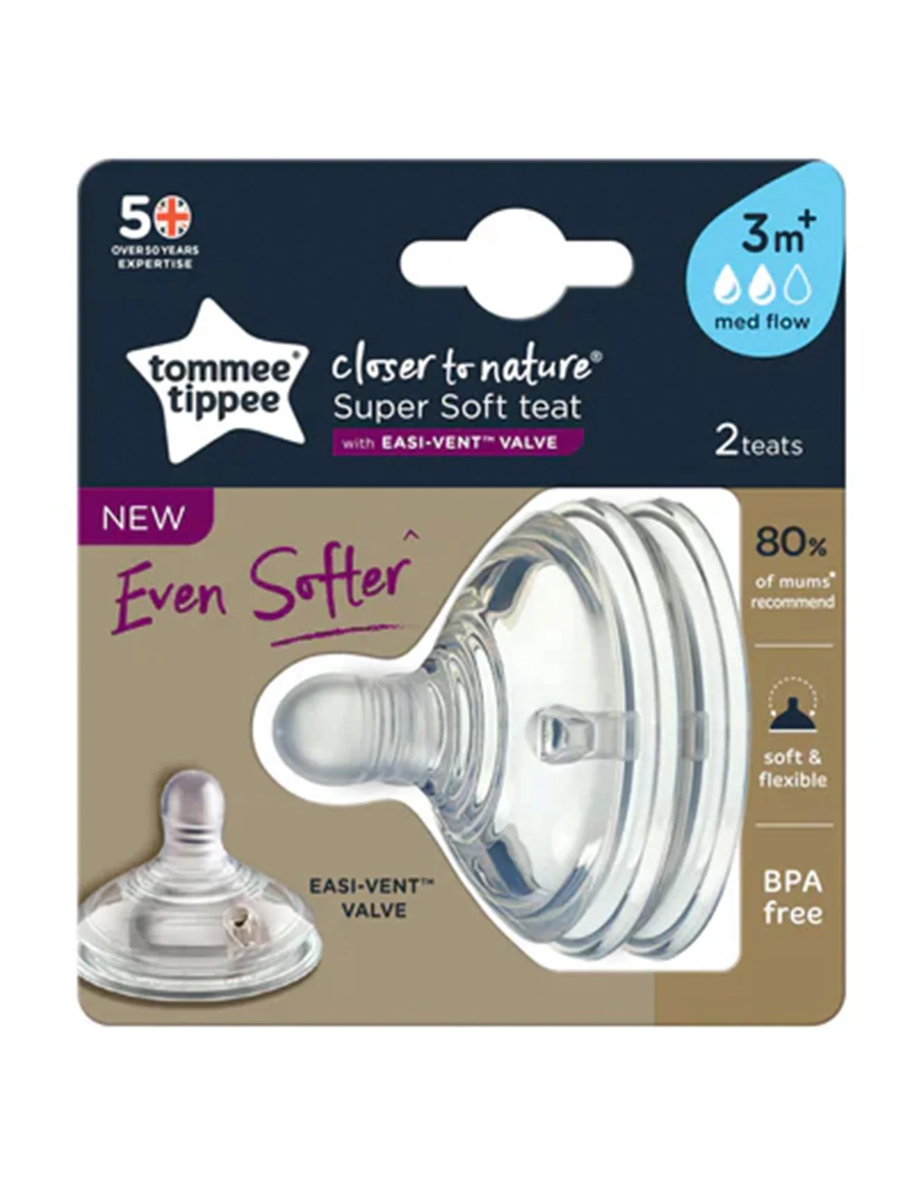 Tommee Tippee Medium Flow Soft Teat Pack of 2 TT 422122 at Zubaidas Official™ - Image 2