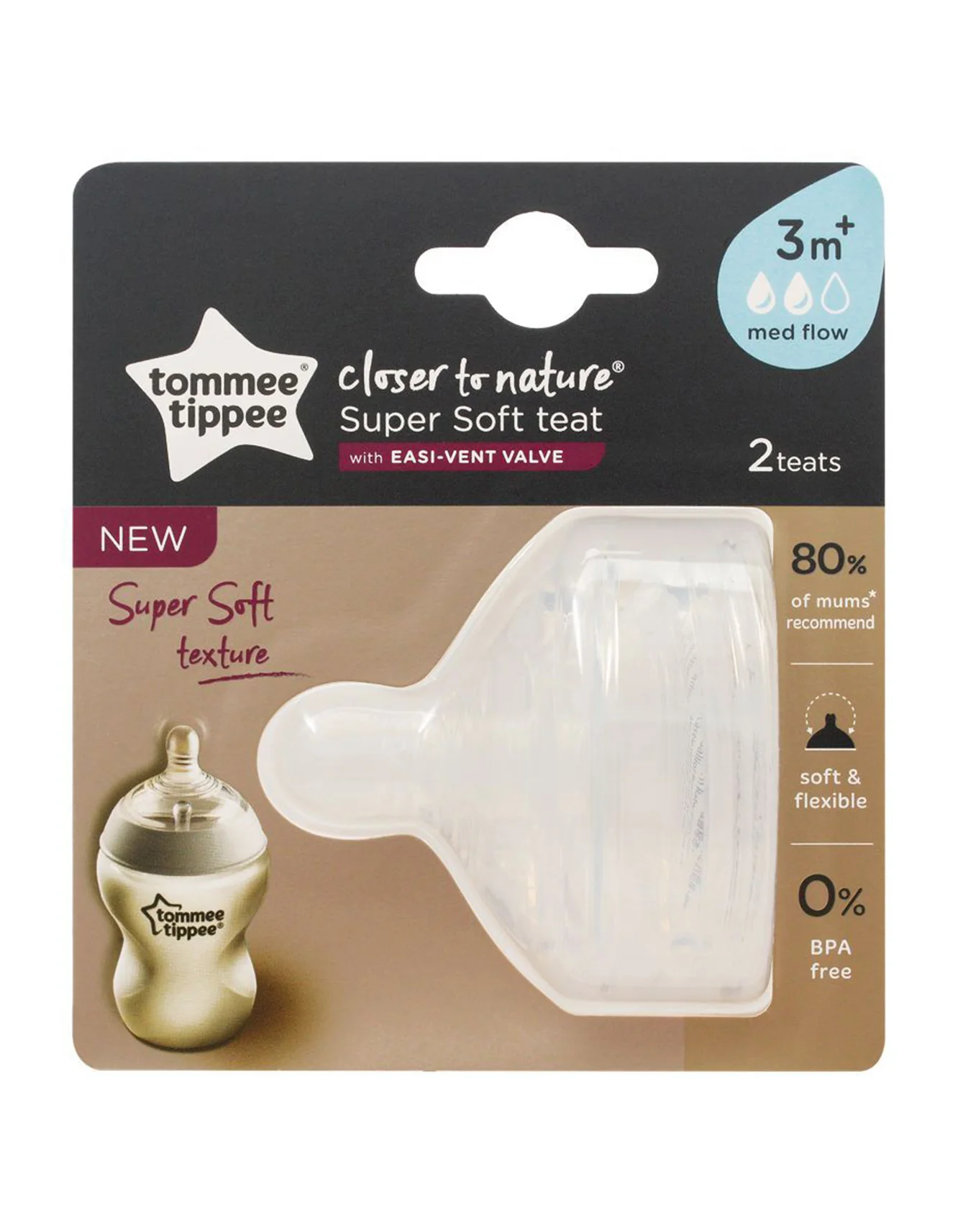 Tommee Tippee Medium Flow Teats Pack of 2 TT 421122 at Zubaidas Official™ - Image 2
