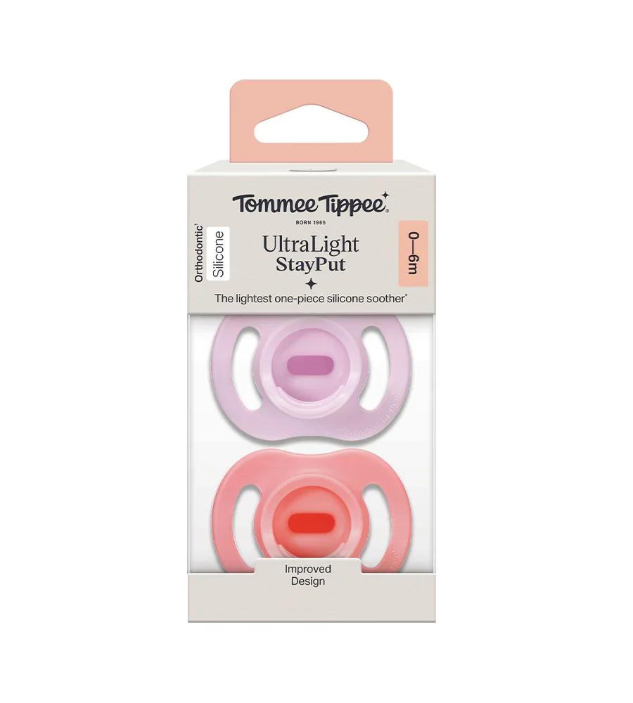 Ultra Light Soothers Tommee Tippee 0-6M PK-2 - Peach/Lilac - 433594 at Zubaidas - Image 2