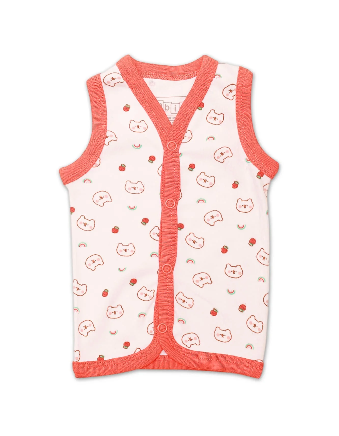 Zubaida's Vest White with Orange Teddy Theme - Pack of 3 - Image 4