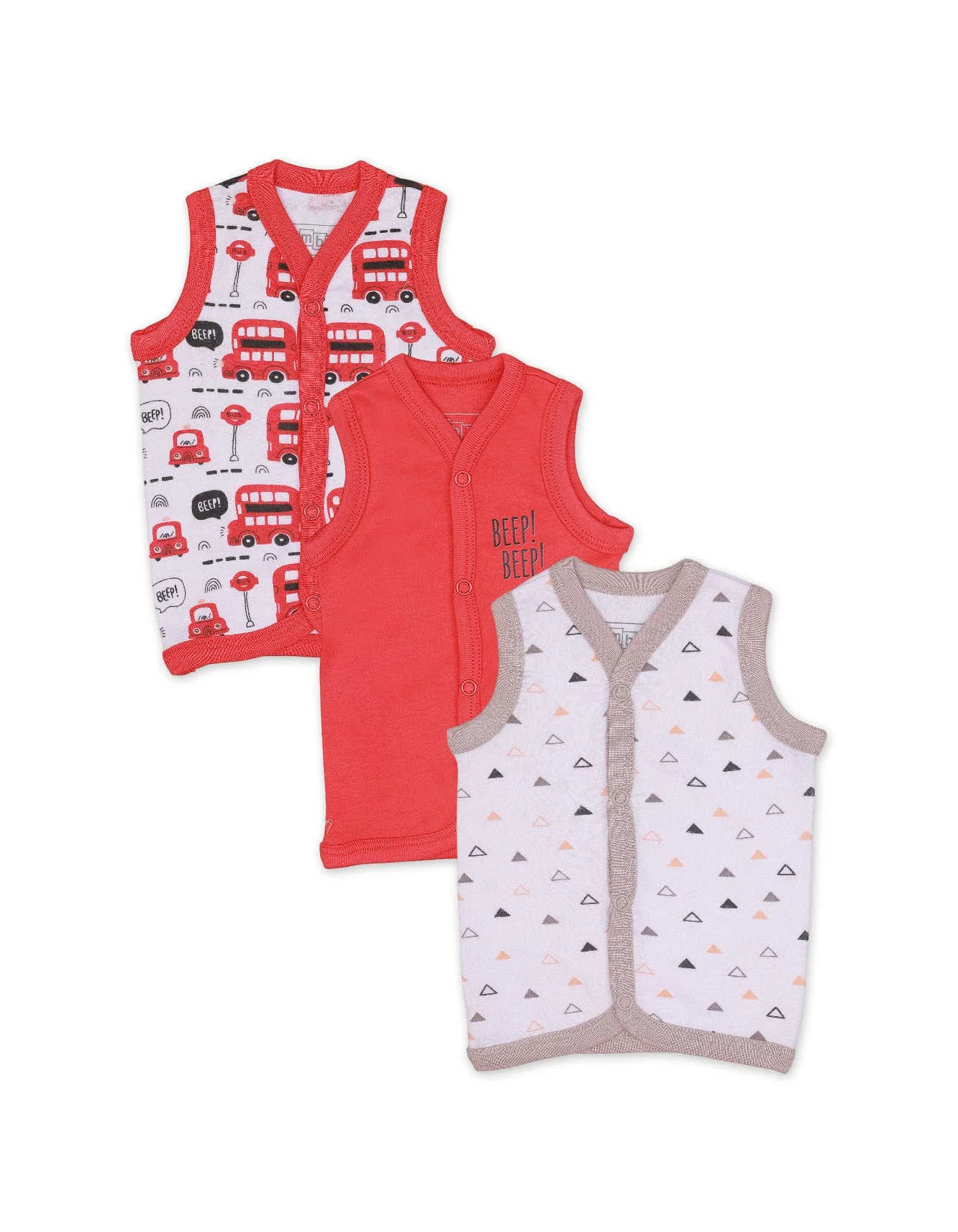 Zubaida's Vests with Bus Theme for Boys - Pack of 3