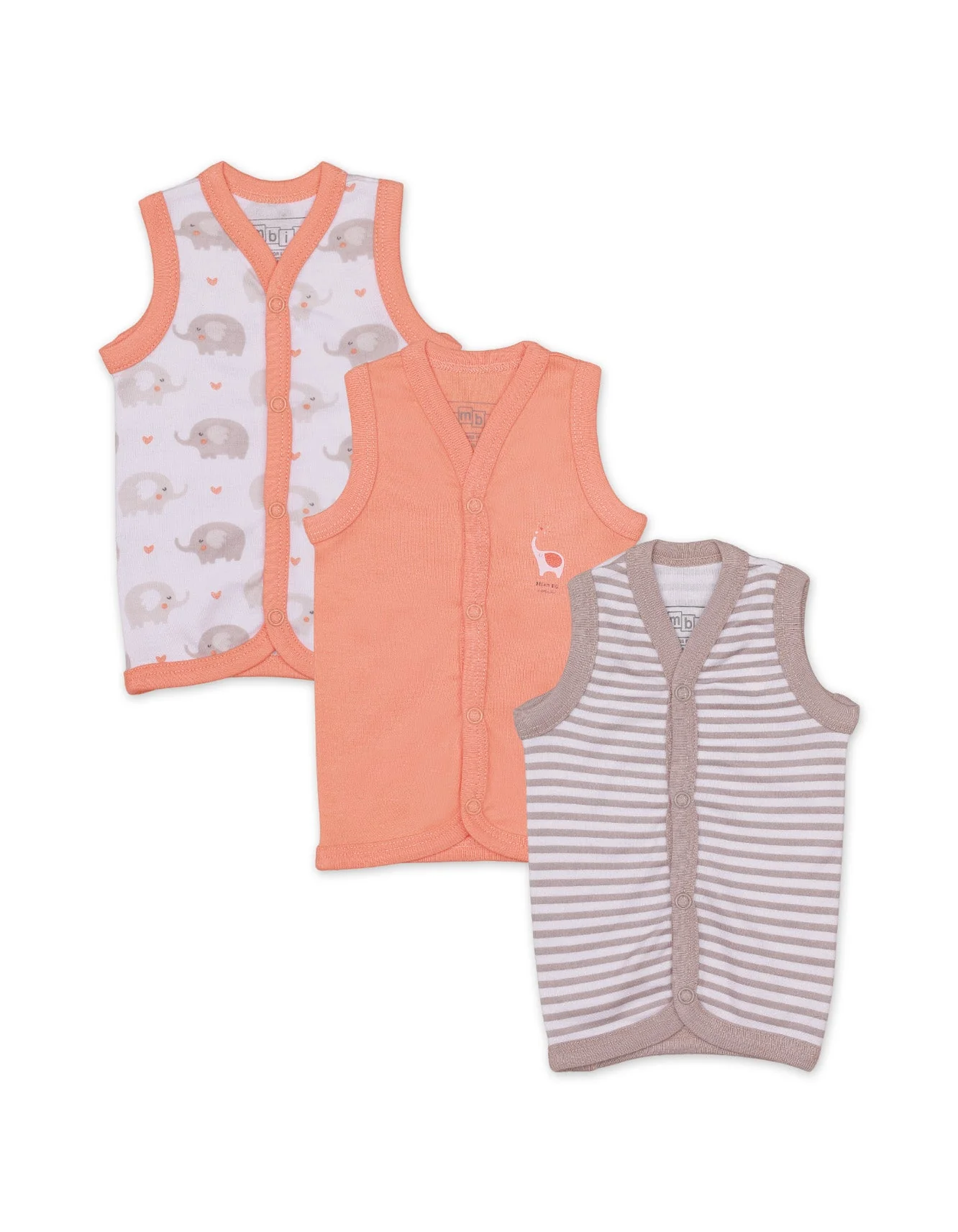 Zubaida's Vests with Elephant Theme Unisex- Pack of 3