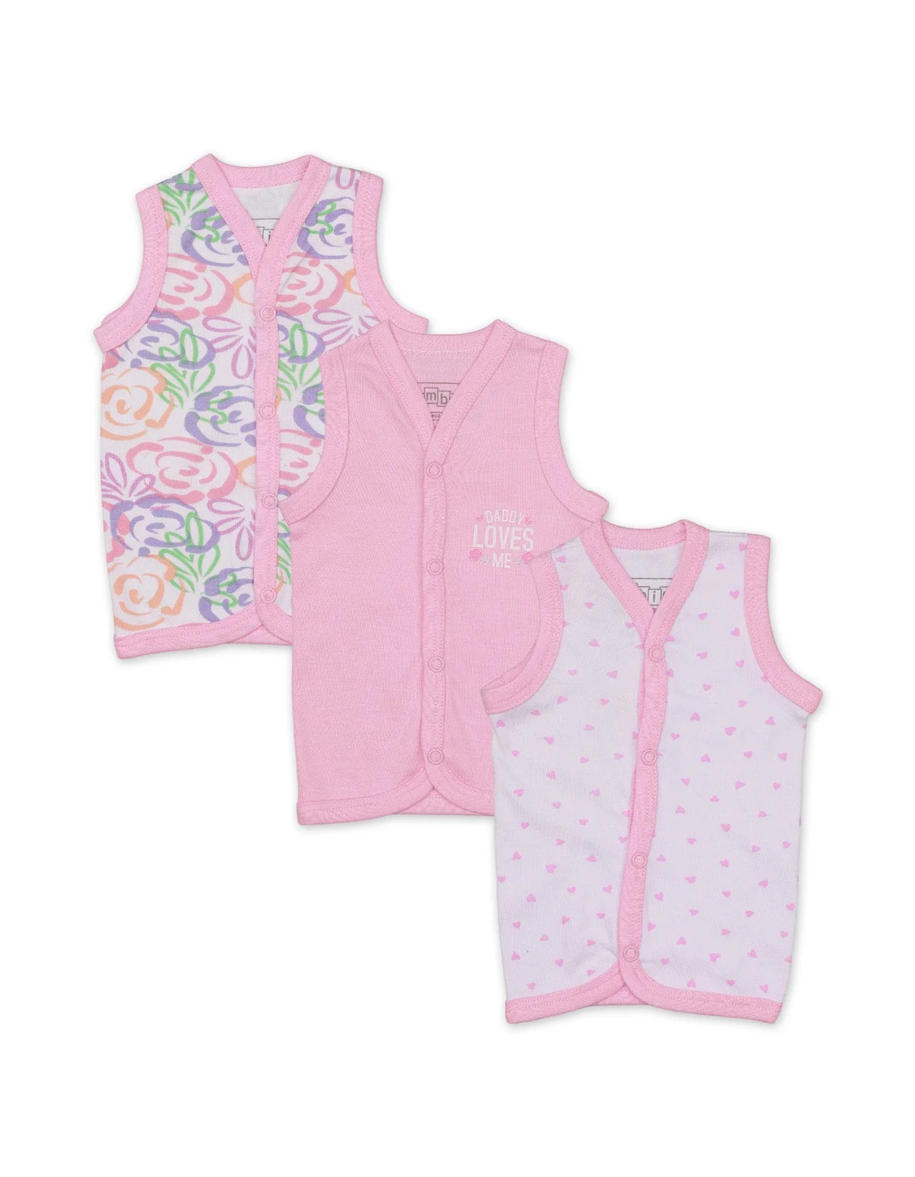 Zubaida's Vests with Floral Theme for Girls- Pack of 3