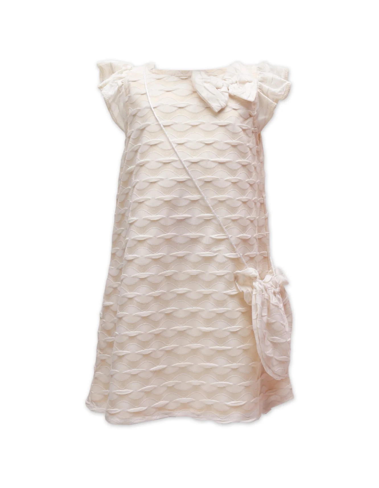 Zubaida's Elegant Textured Bow Dress with Purse