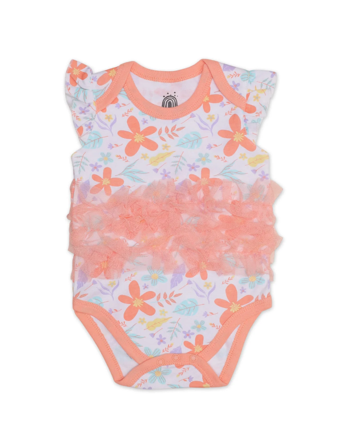 Zubaida's Floral & Fruity 3 Pcs Bodysuit Set with a coordinating Headband - Image 2
