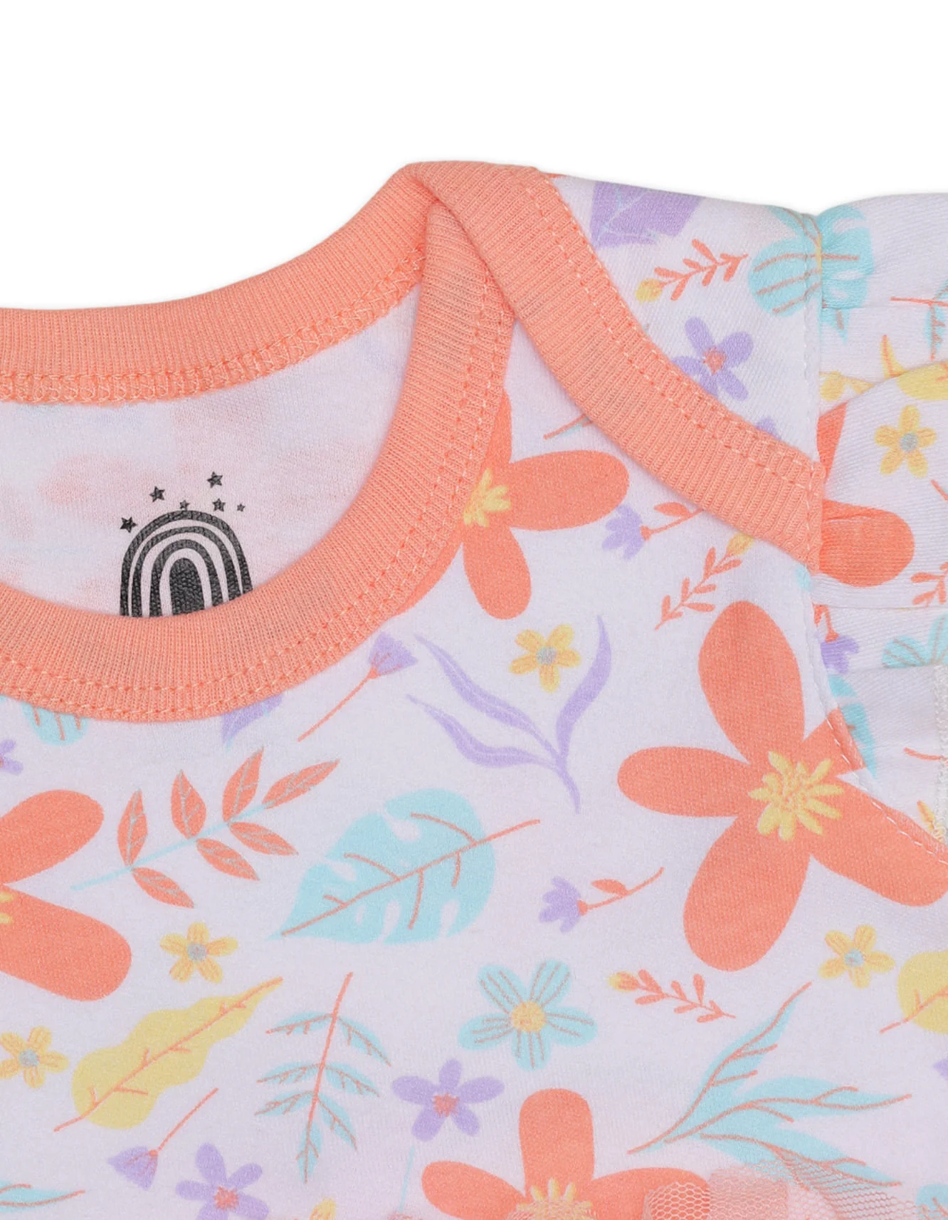 Zubaida's Floral & Fruity 3 Pcs Bodysuit Set with a coordinating Headband - Image 3