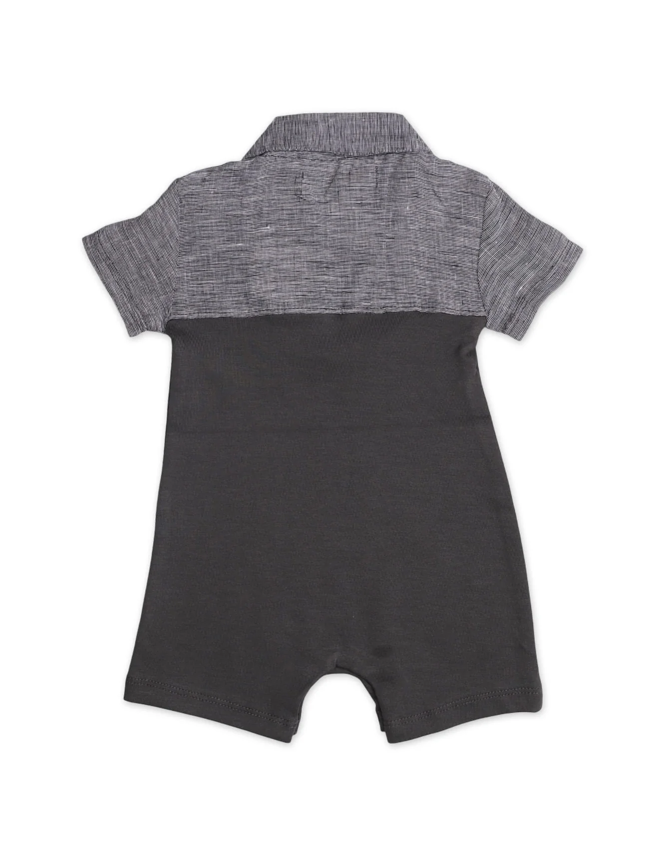 Zubaida's Soft & Breathable Two-Tones Front Pocket Short-Sleeves Polo Romper - Image 3
