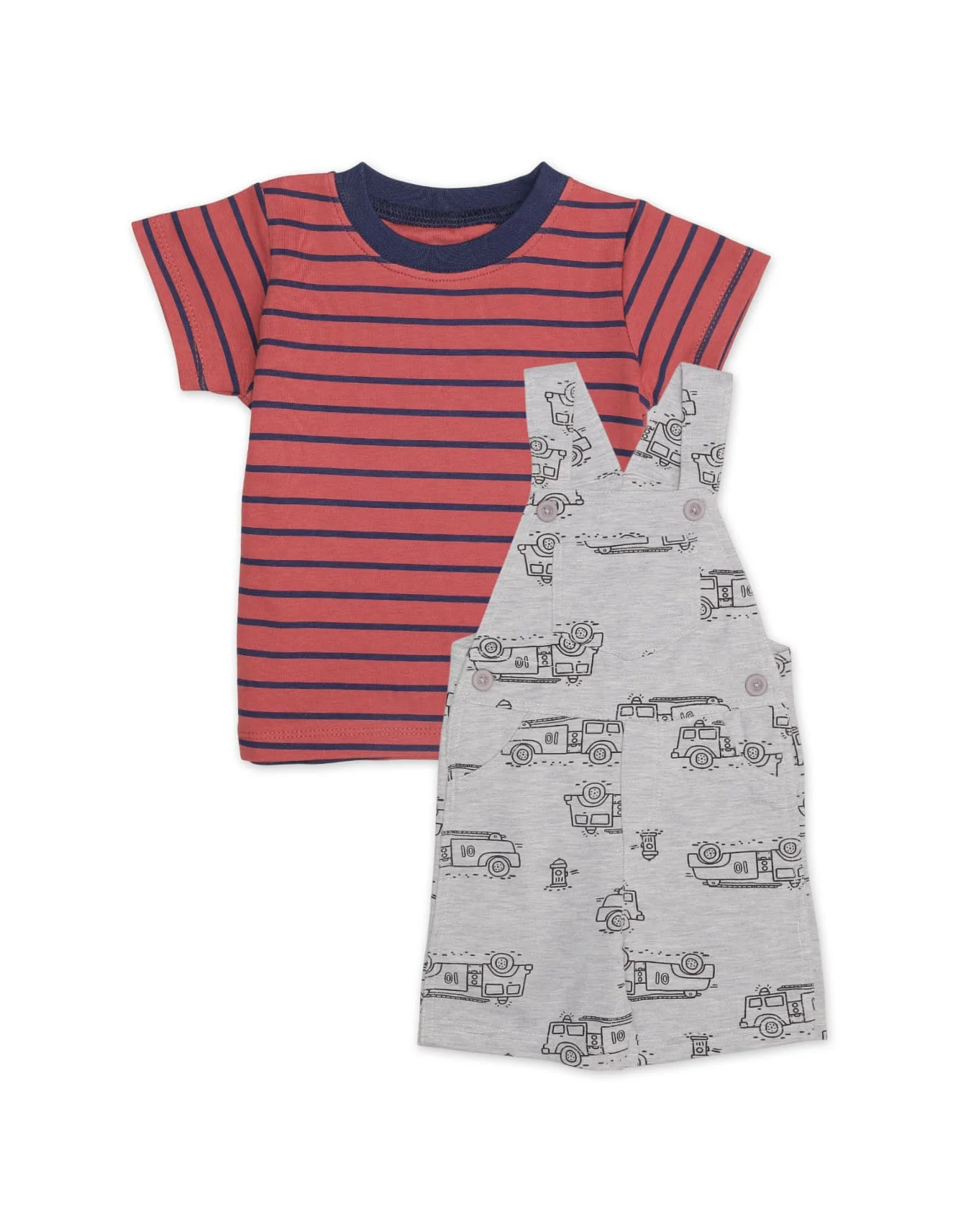 Zubaida's 2 Pcs Fire Truck Romper Suit Set