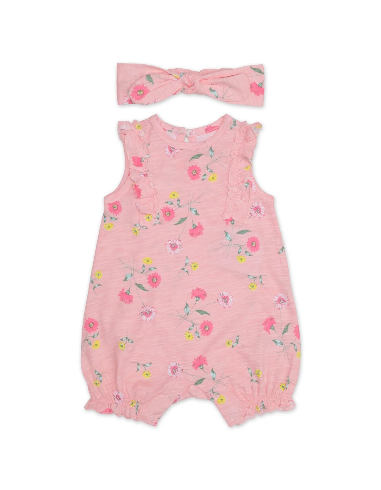 Zubaida's Sleeveless Floral Romper with a coordinating Headband