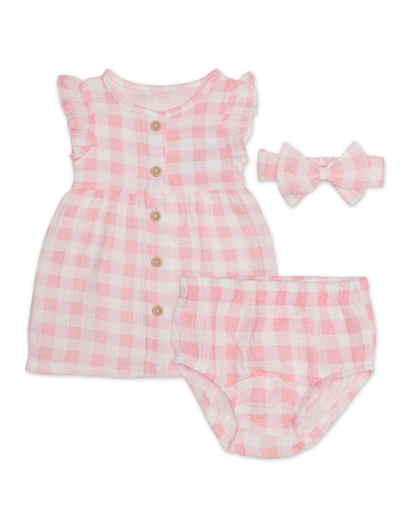 Zubaida's Gingham 3 Pcs Suit Set with a coordinating Headband