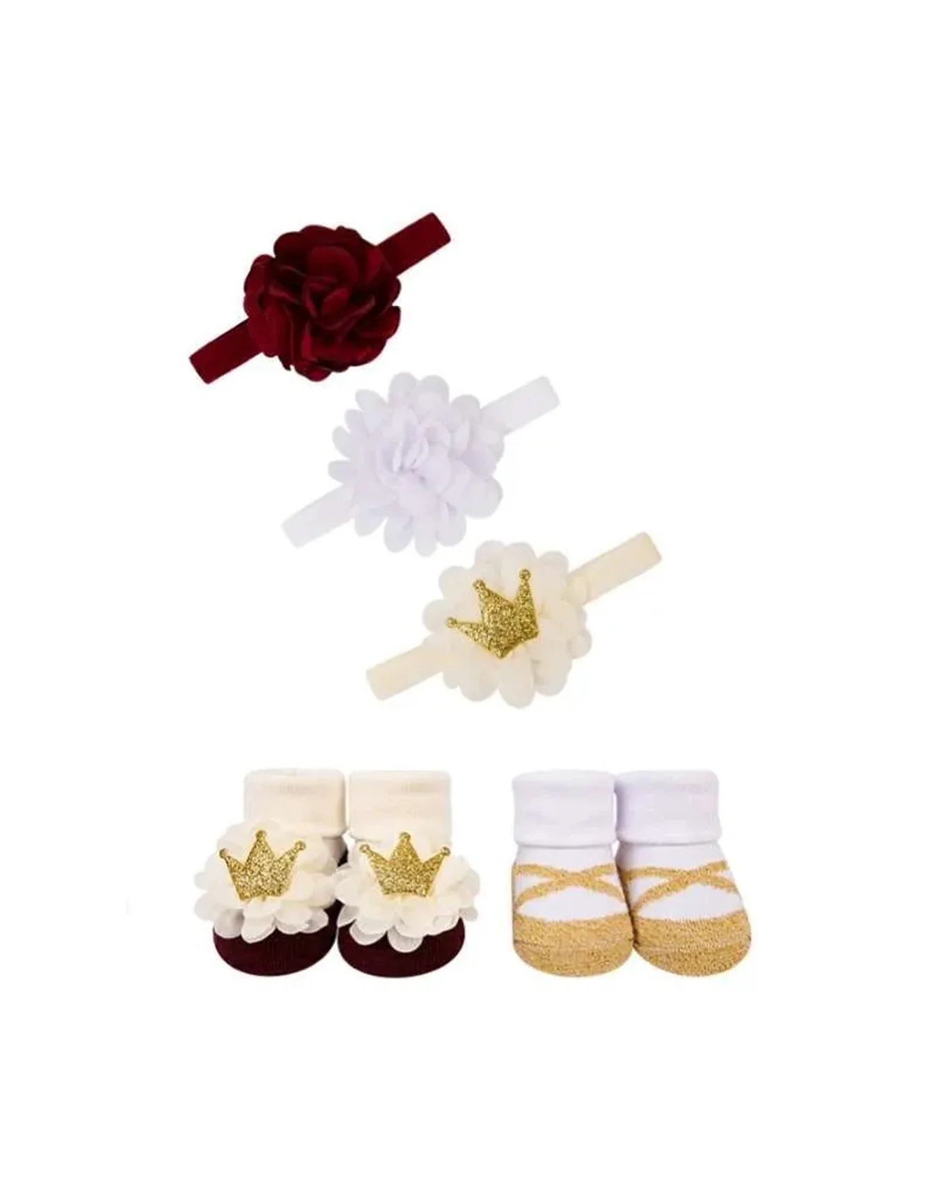 Zubaida's Adorable 3 Pcs Headbands and 2 Pairs Socks Coordinated Set